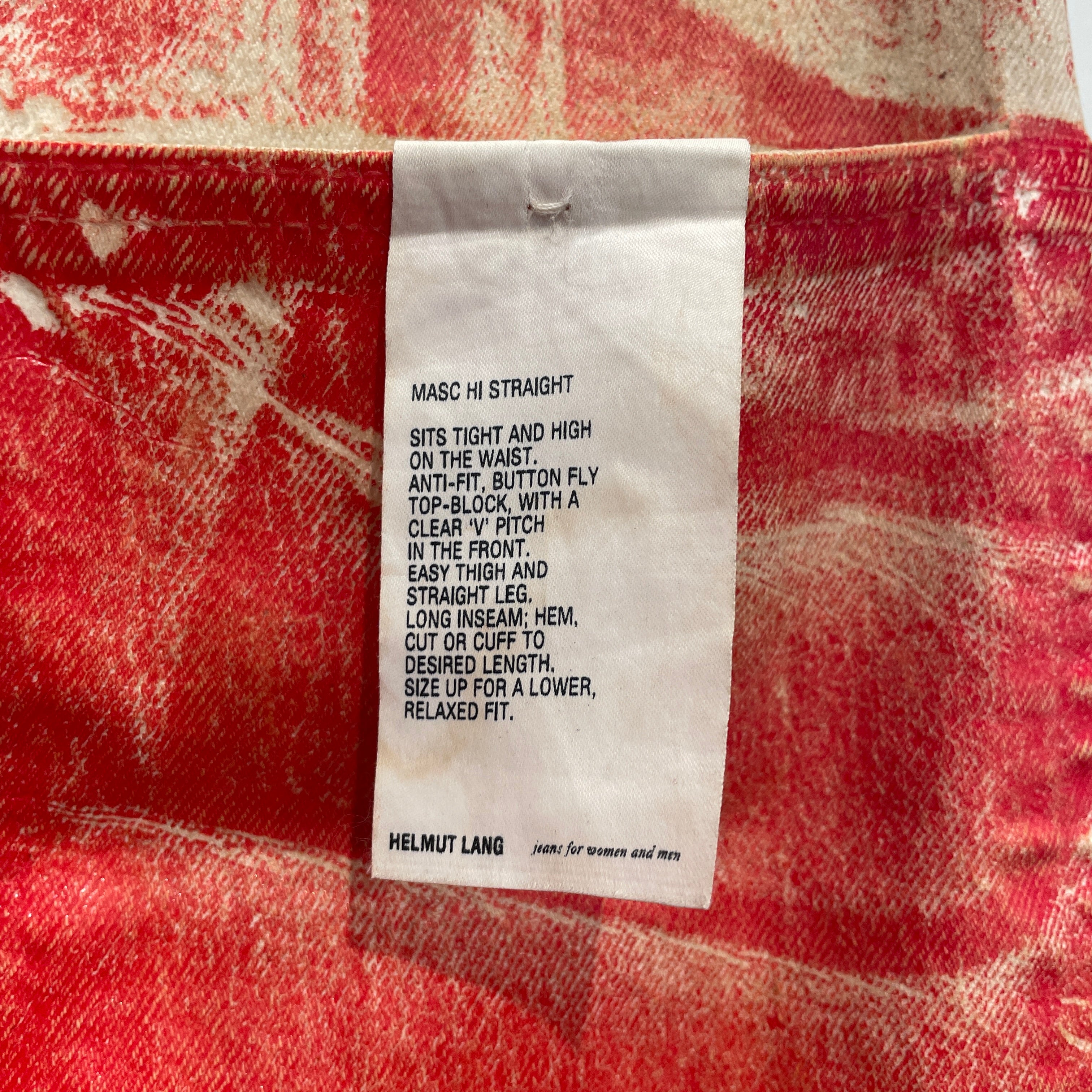Helmut Lang/Straight Pants/30/Cotton/RED/MASC HI STRAIGHT view 5
