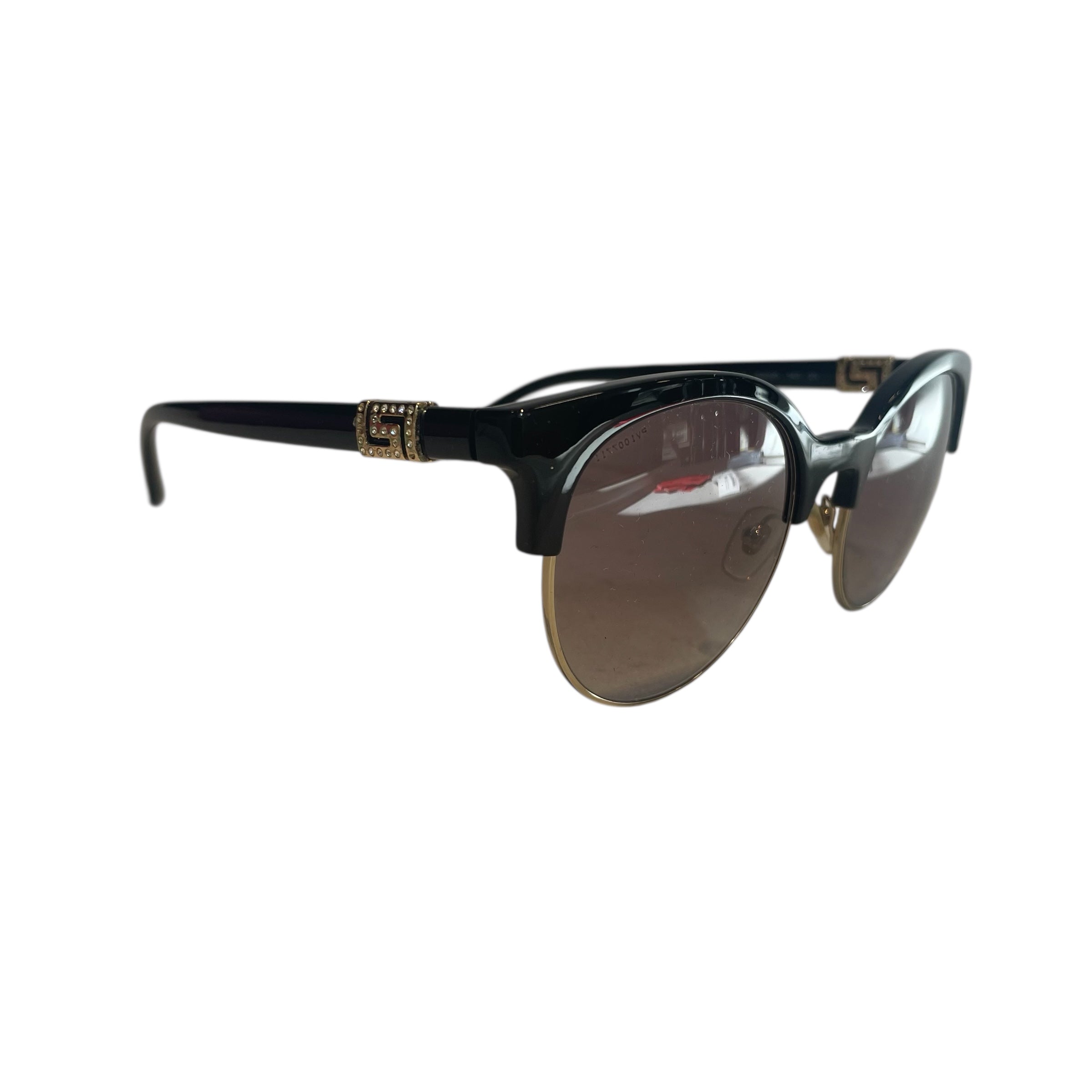 VERSACE/Sunglasses/Metal/BLK/jewel logo sides view 2