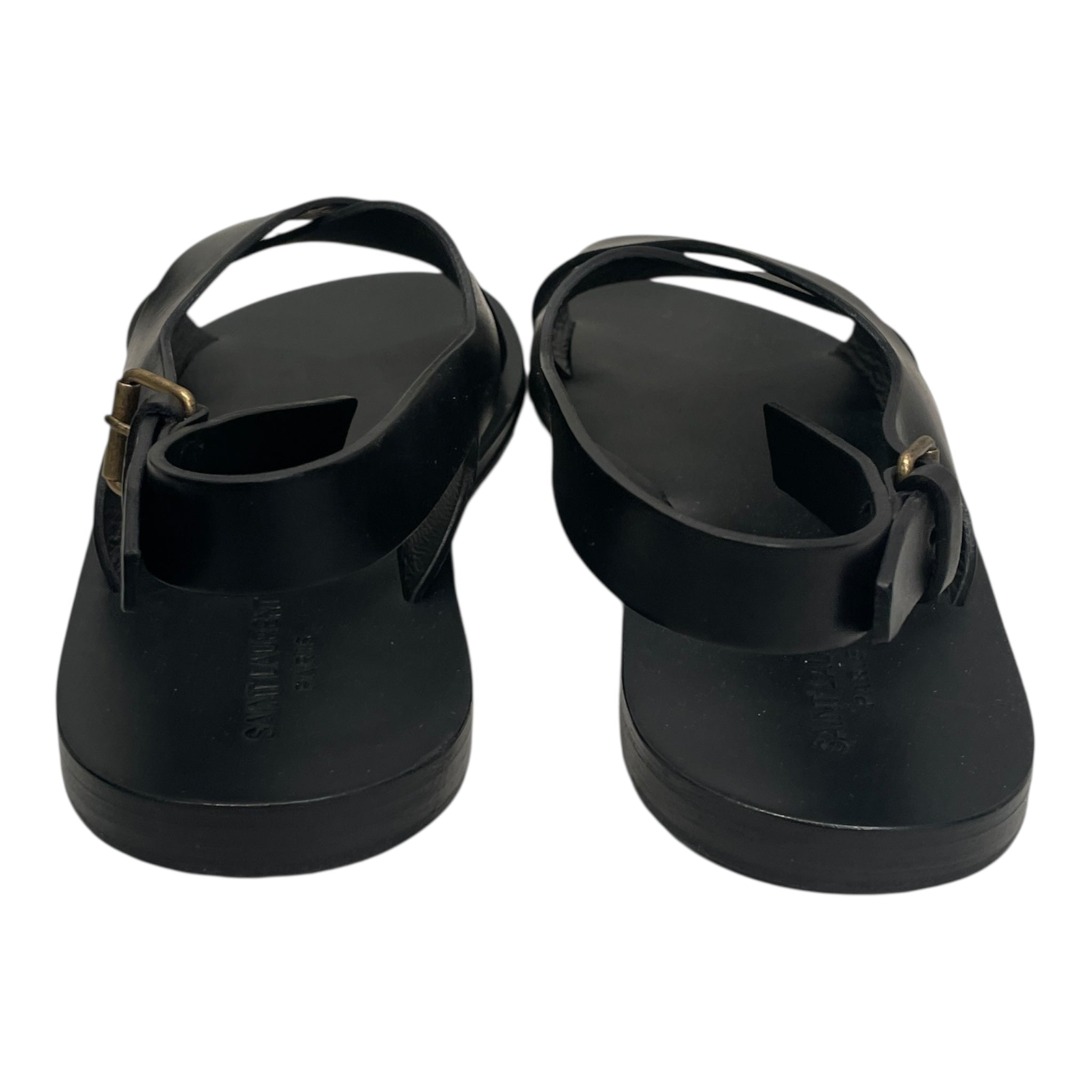 SAINT LAURENT/Sandals/EU 45/Leather/BLK/WOOD SOLE LEATHER STRAP view 3