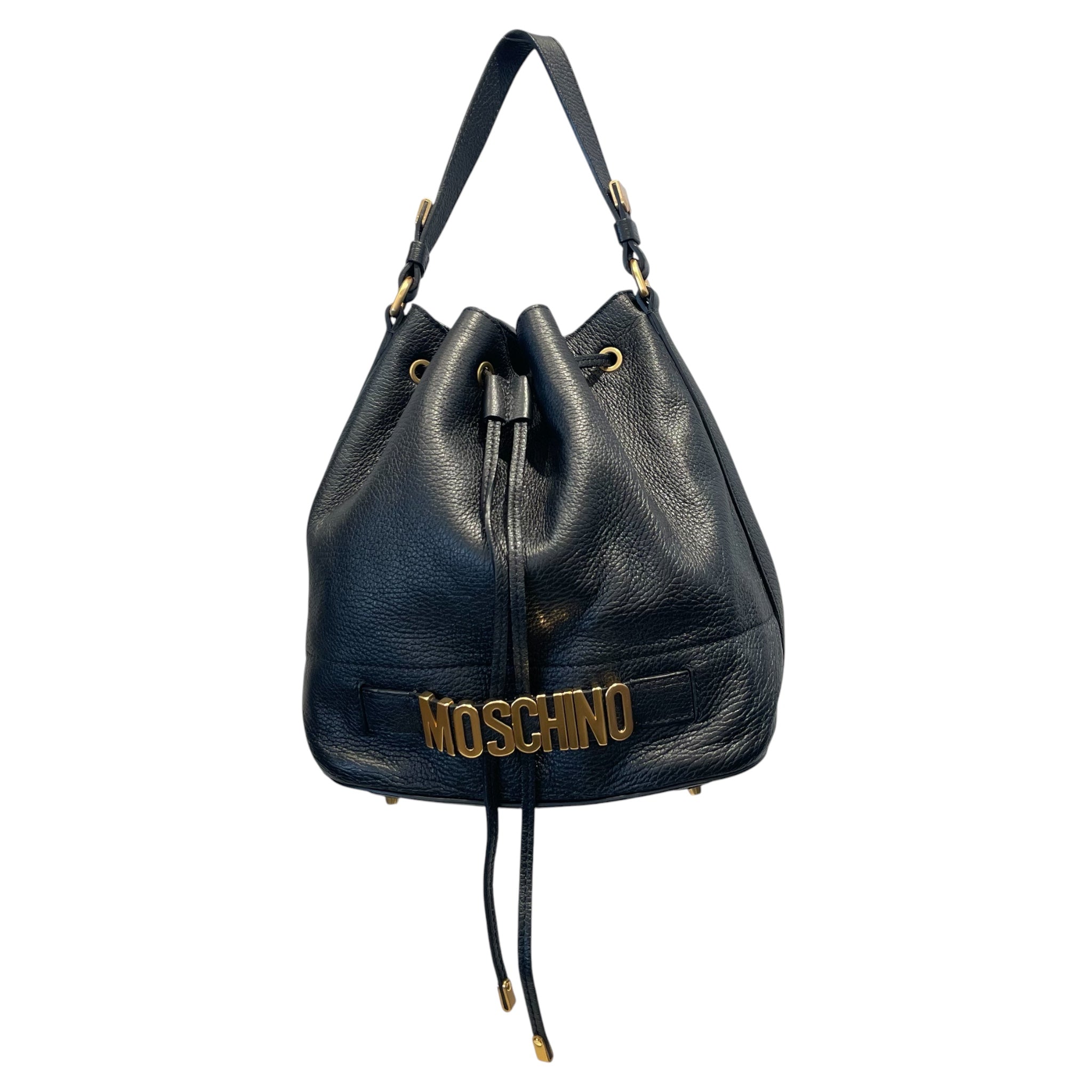 MOSCHINO/Hand Bag/Leather/BLK/Gold Tone Logo view 1