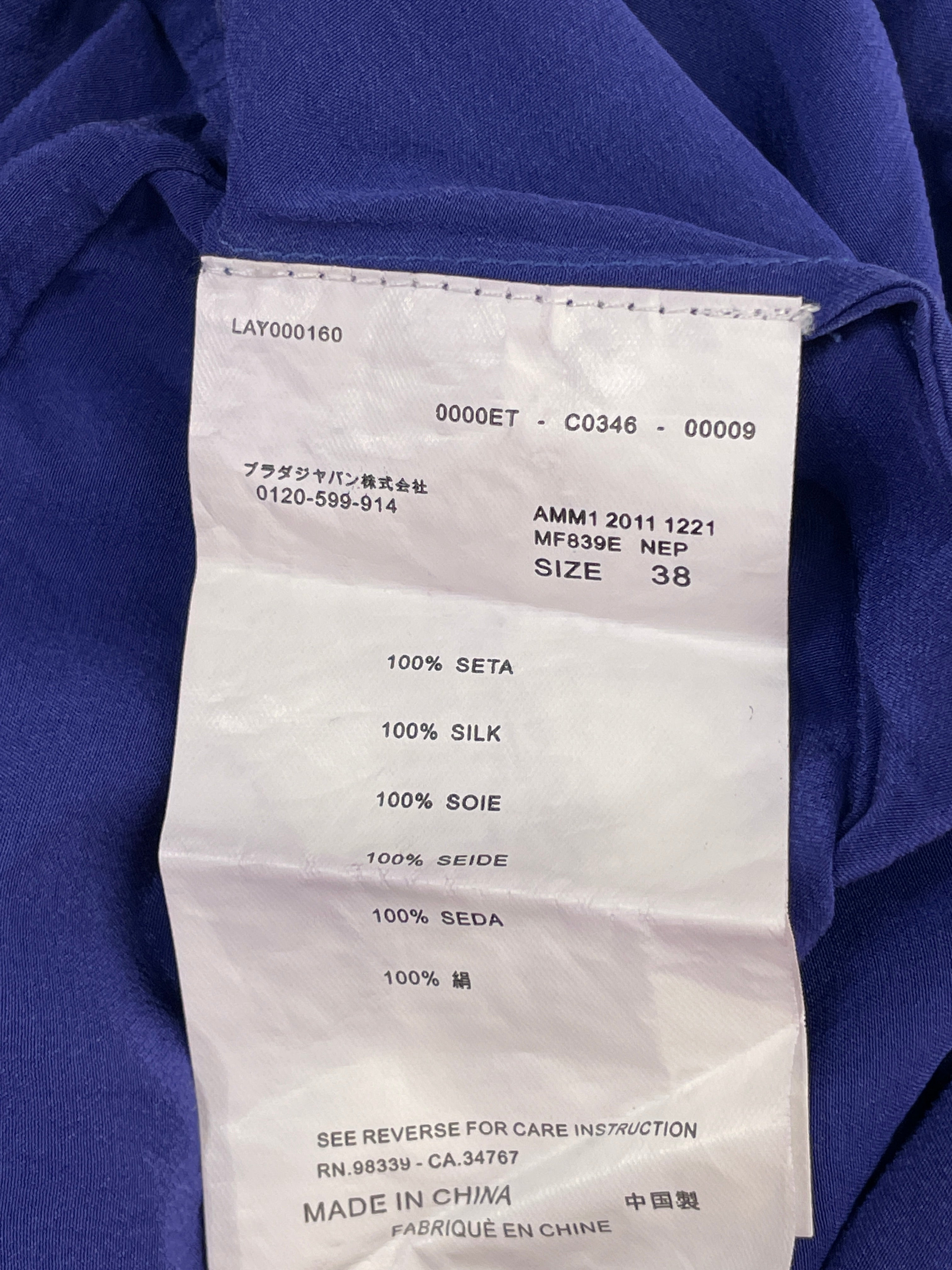 MIU MIU/Tunic Dress/38/Silk/BLU/COLBALT BLUE RUFFLE DRESS view 4
