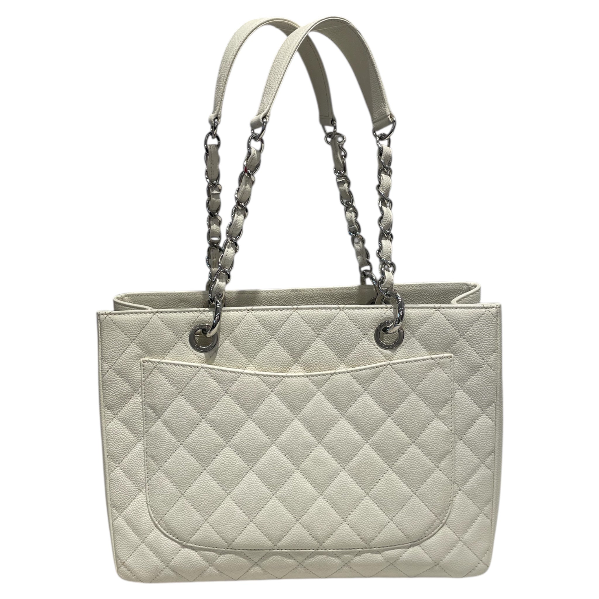 CHANEL/Tote Bag/Cotton/WHT/Quilted Cavair tote view 2