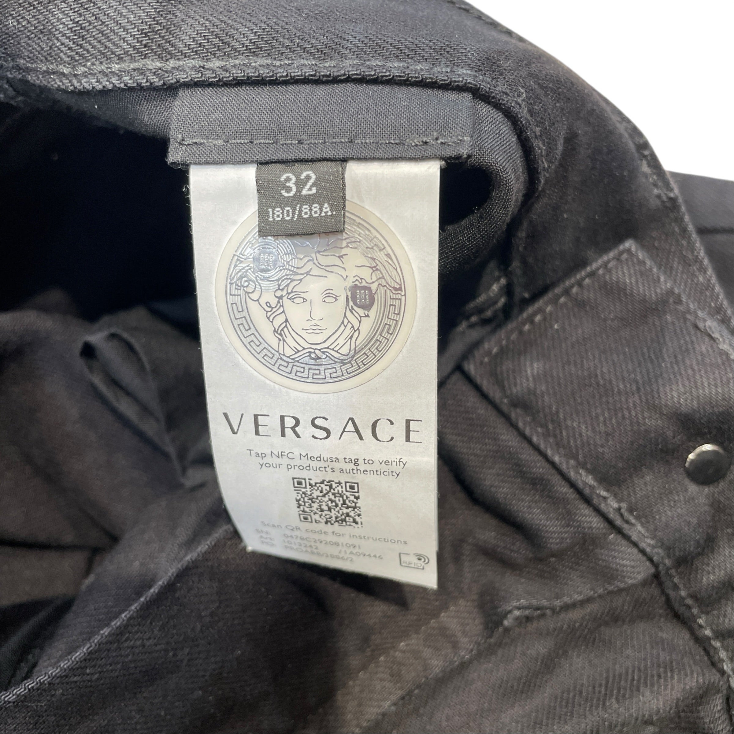 VERSACE/Straight Pants/32/Denim/BLK/Coin Pocket Medusa Metal Logo view 4