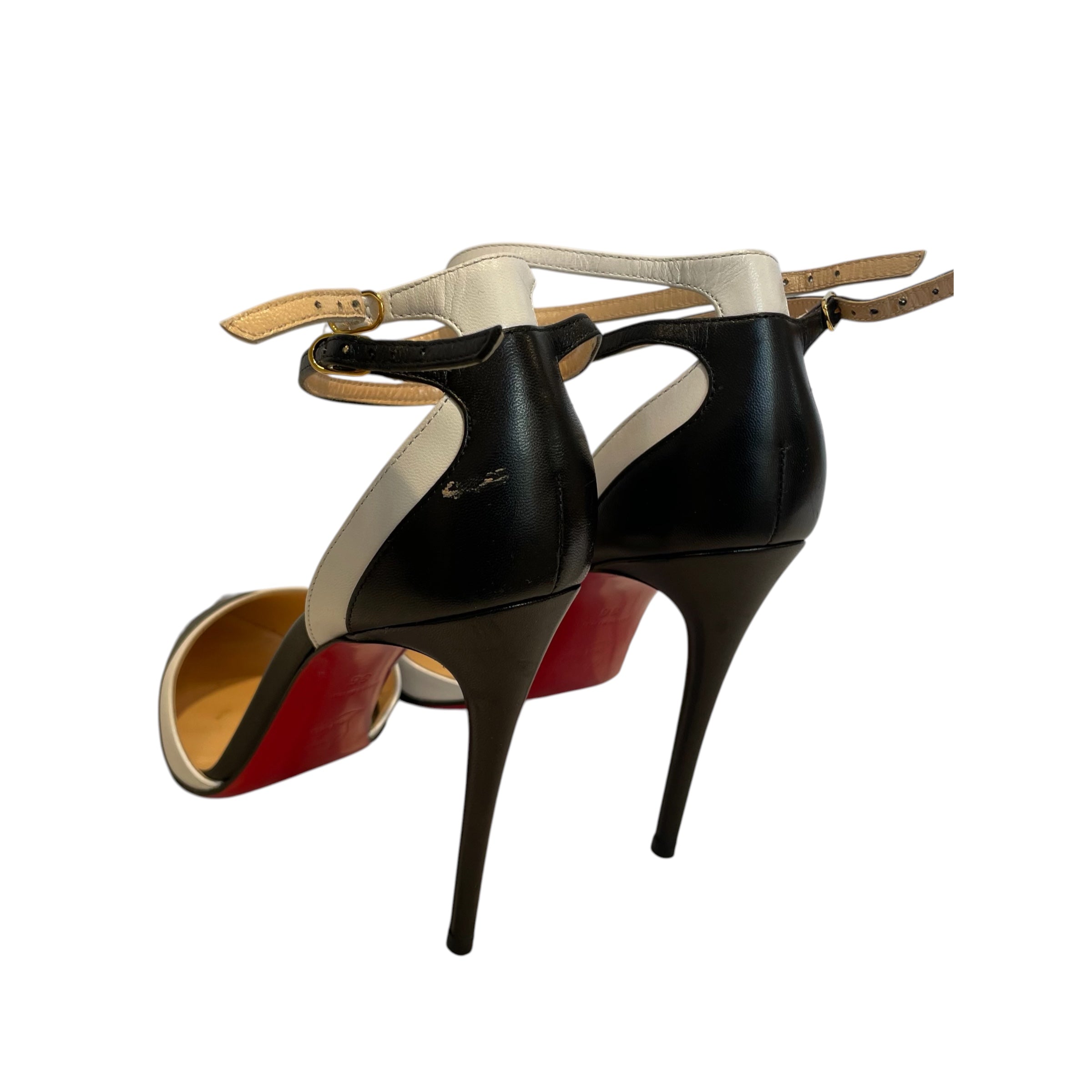 Christian Louboutin/Heels/EU 36/Leather/BLK/gld buckle/blk n whi toe/ view 2
