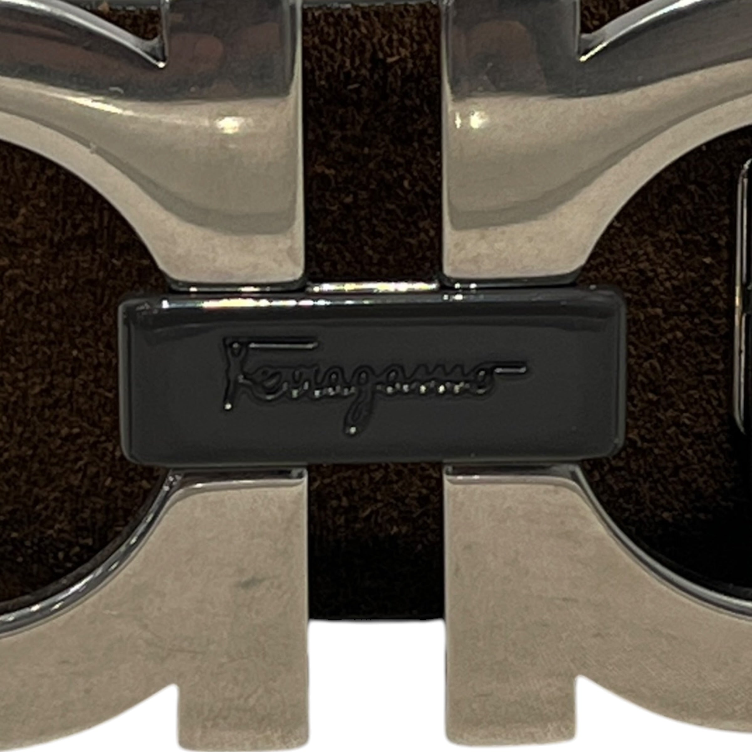 Salvatore Ferragamo/Belt/Suede/CML/M's/silver buckle/ darker slvr log view 3