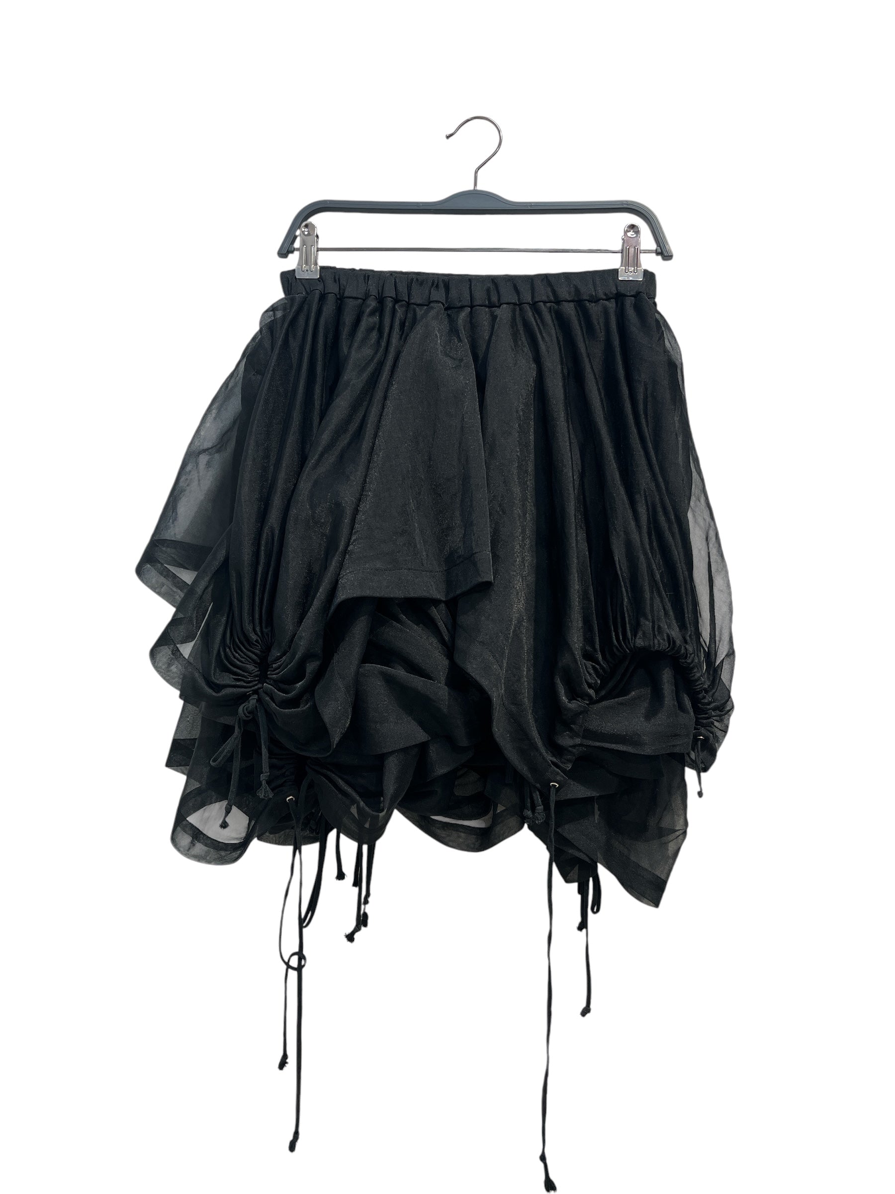 COMME des GARCONS/Skirt/S/Nylon/BLK/Mini Length/LAYERED TULE-DRAWSTRING DETAIL view 1