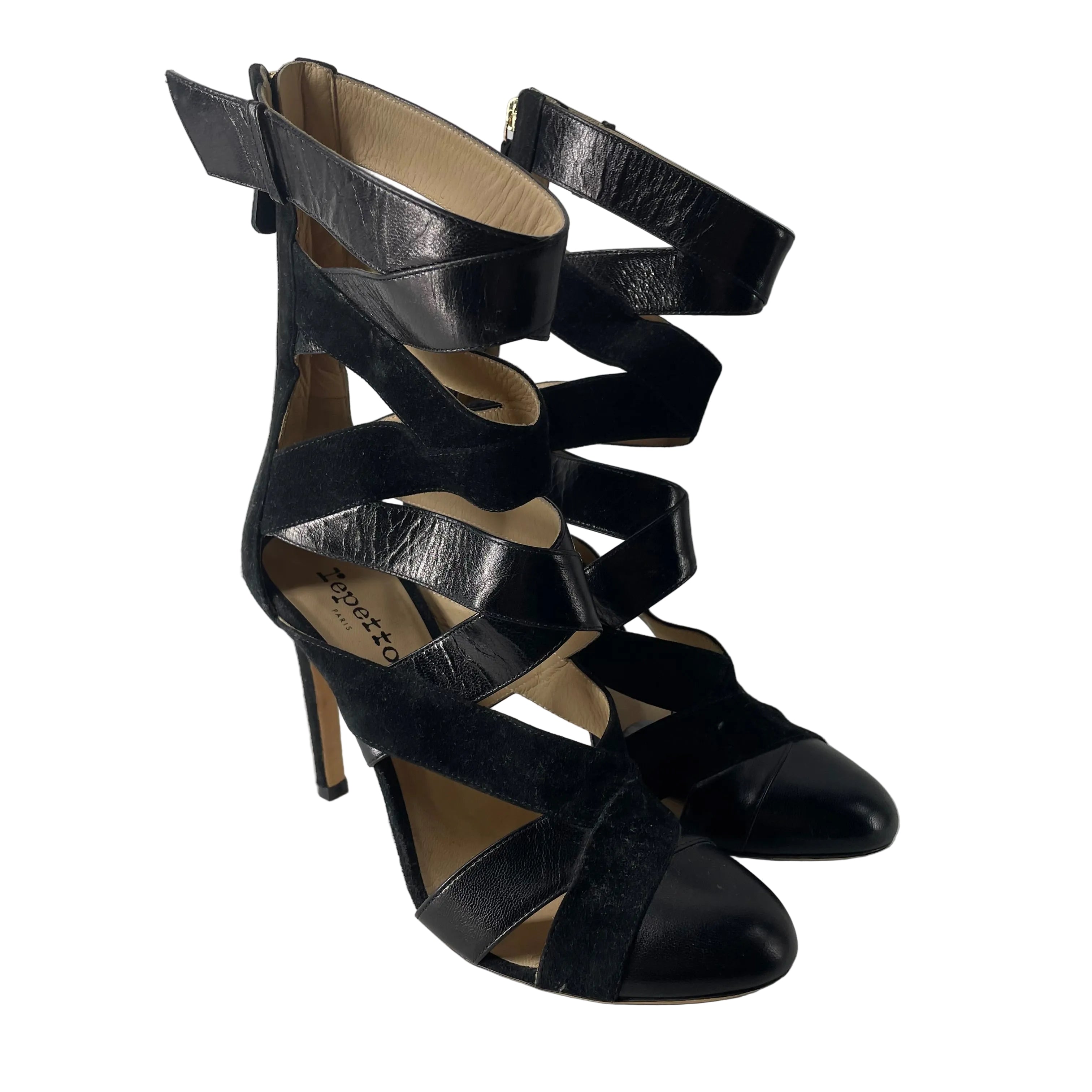 repetto/Heels/EU 38/Leather/BLK/Ankle Strap/STRAPS UP THE ANKLE view 1