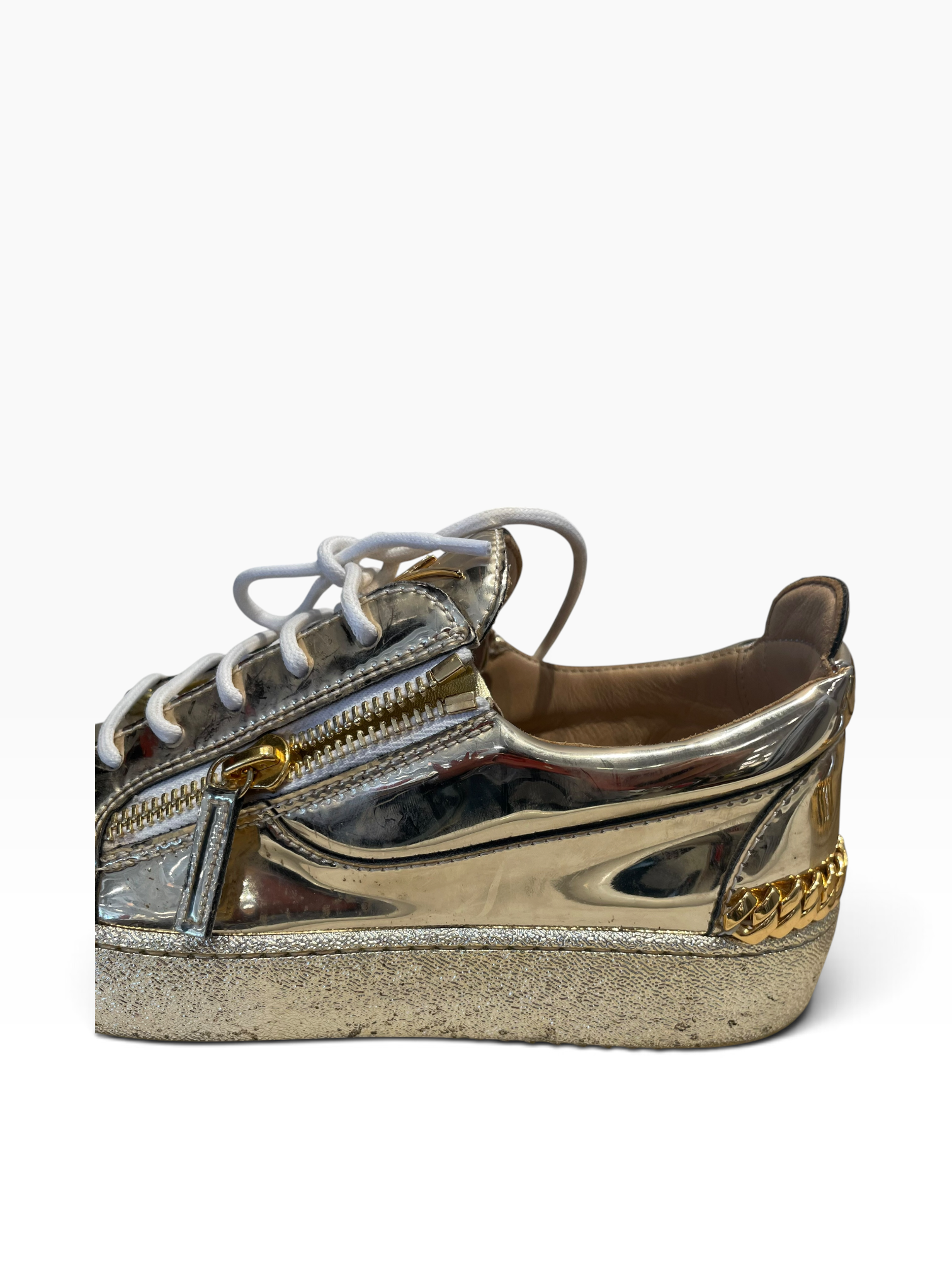 Giuseppe Zanotti/Low-Sneakers/EU 40/Faux Leather/GLD/Argento Side Zip Sneaker view 11