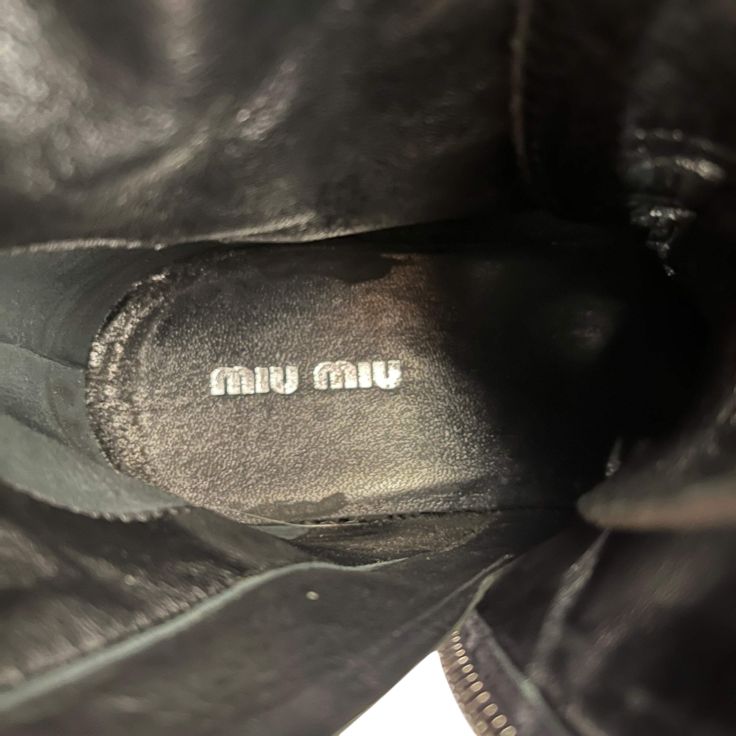 MIU MIU/Lace Up Boots/EU 37/Leather/BLK/embellished toe combat boots view 3