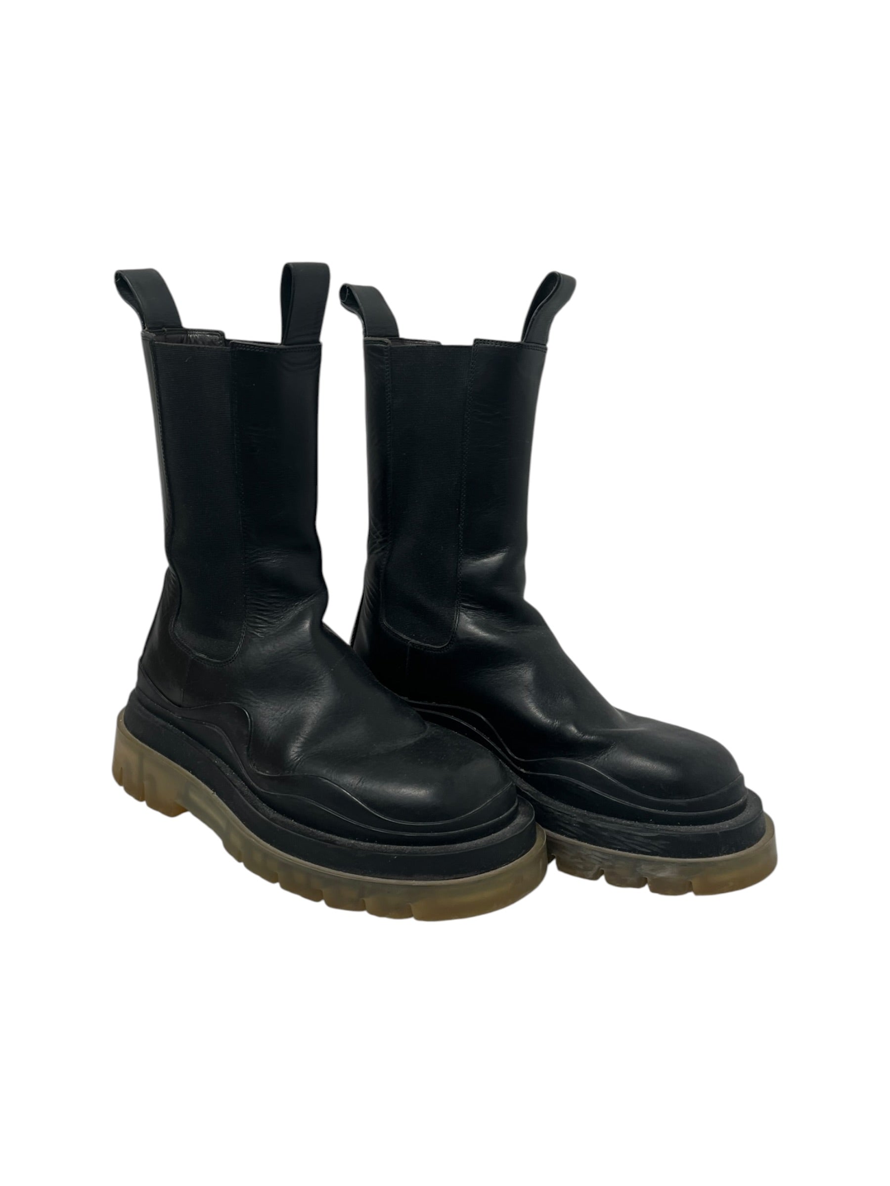 BOTTEGA VENETA/Boots/EU 37.5/Leather/BLK/clear sole tire boots view 1