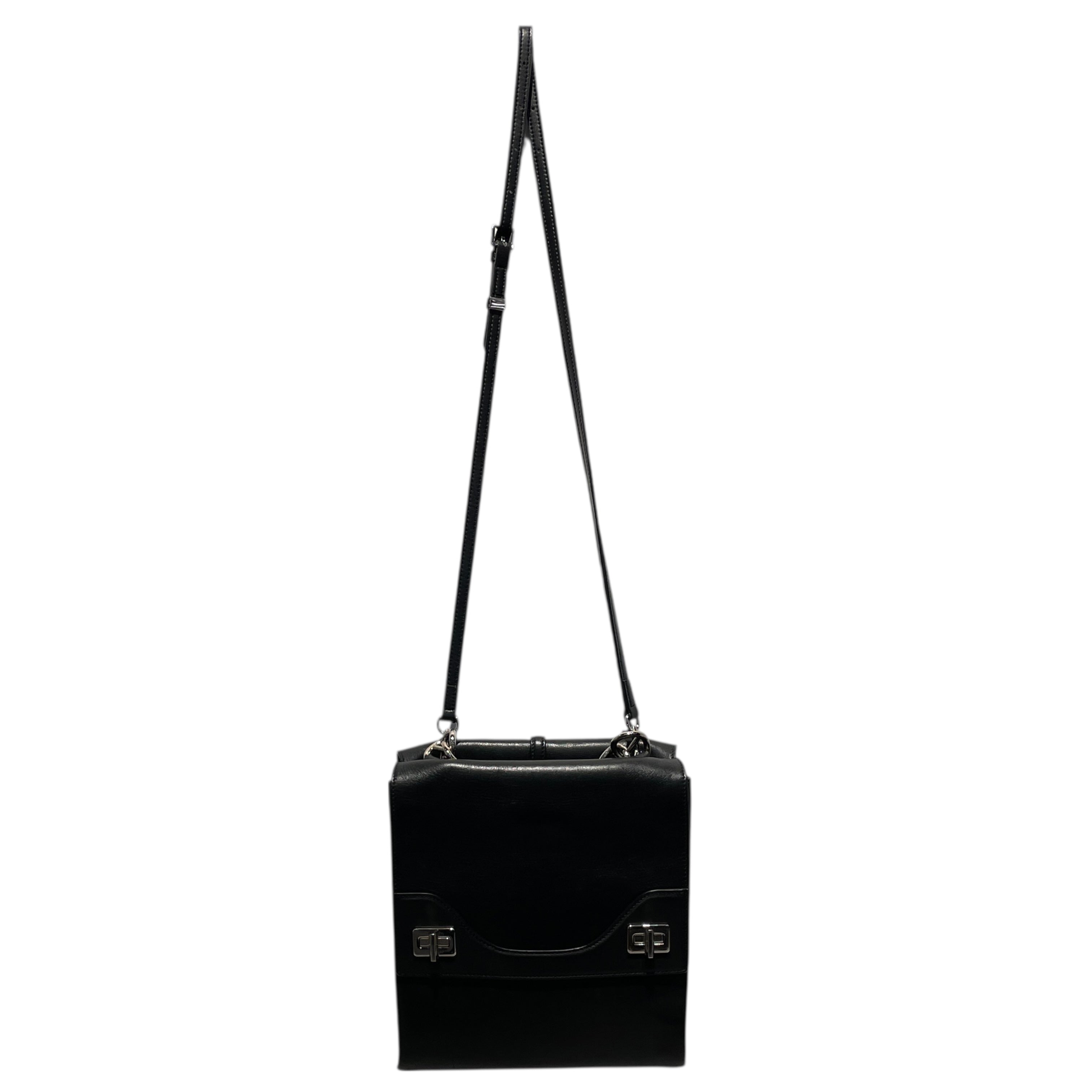 PRADA/Bag/Leather/BLK/double flap turn shoulder bag view 2