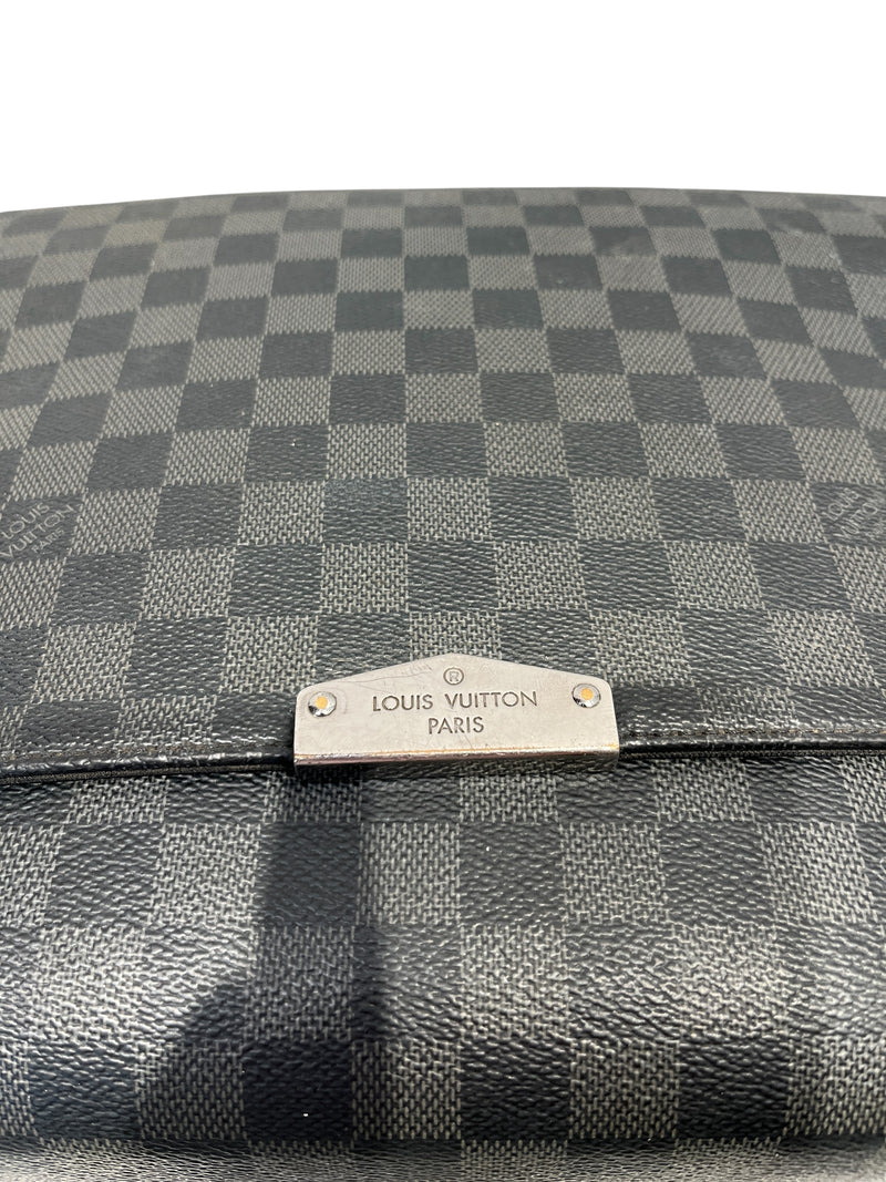 LOUIS VUITTON/Cross Body Bag/Gingham Check/Leather/BLK/BLACK STRAP SILVER HARDWARE