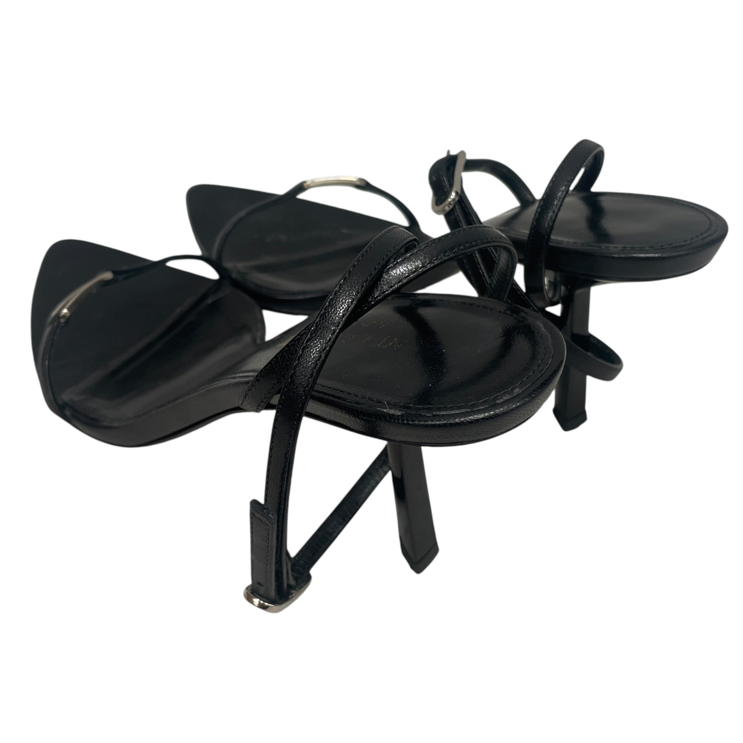 SAINT LAURENT/Heels/EU 37/Leather/BLK/AGNELLO LIMOUSINE STRAP BACK view 2