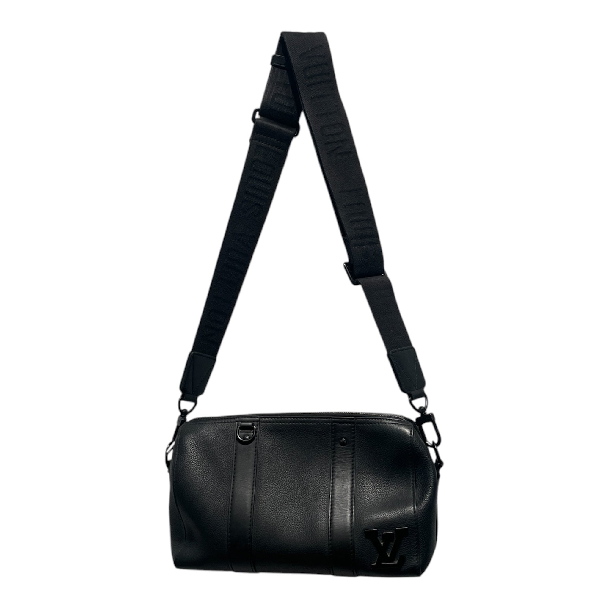 LOUIS VUITTON/Cross Body Bag/Leather/BLK/KEEPALL CITY view 1