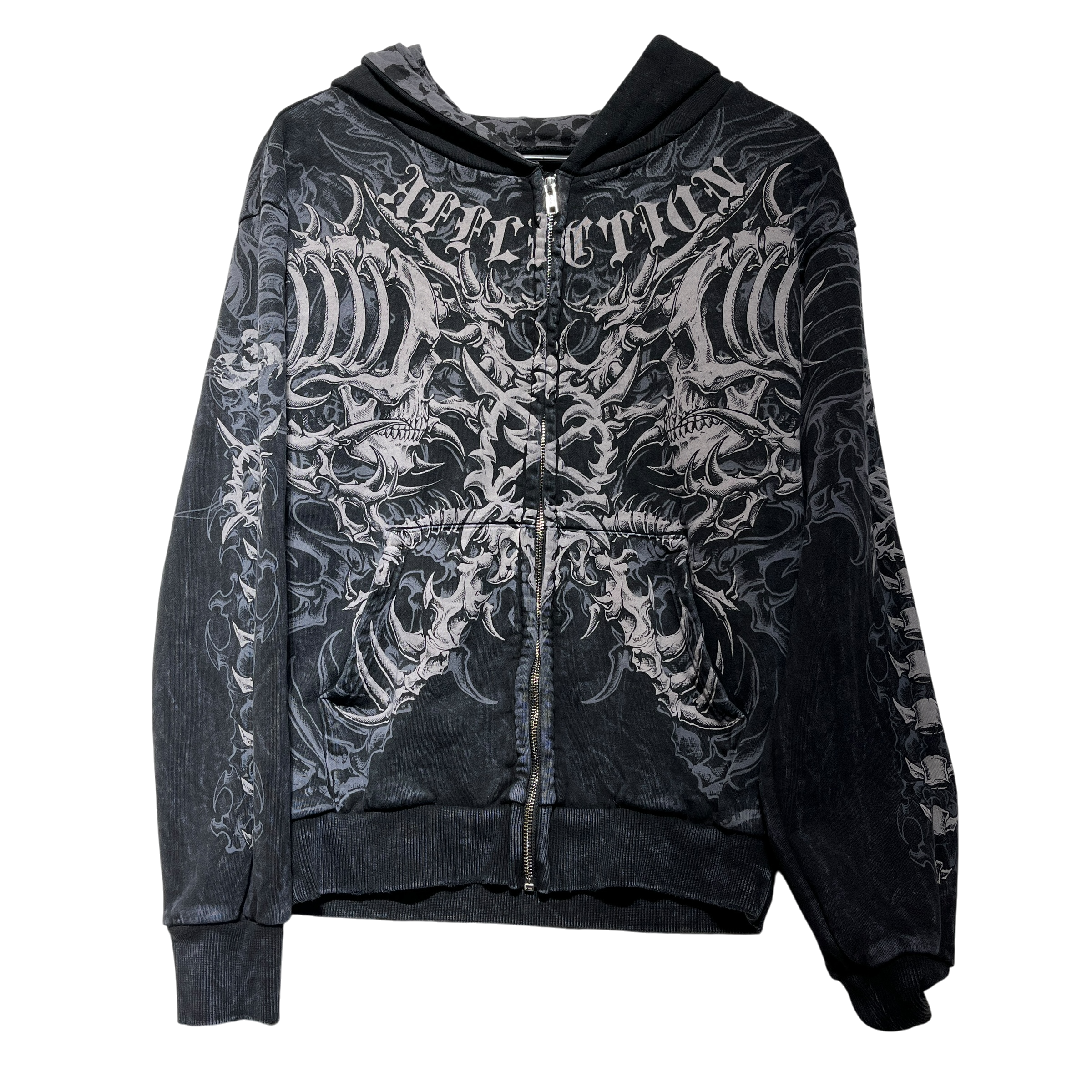 Affliction/Zip Up Hoodie/S/All Over Print/Cotton/BLK/GORECORE view 1