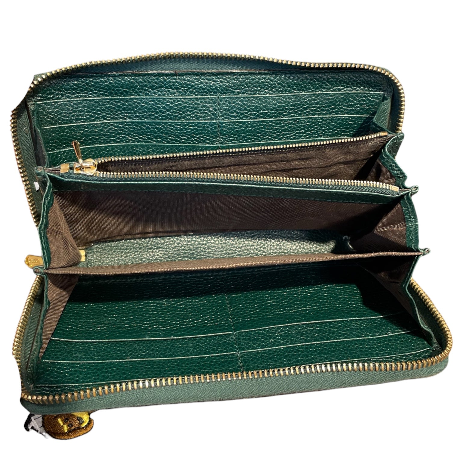 GUCCI/Long Wallet/Leather/GRN/gold and silver gg view 4