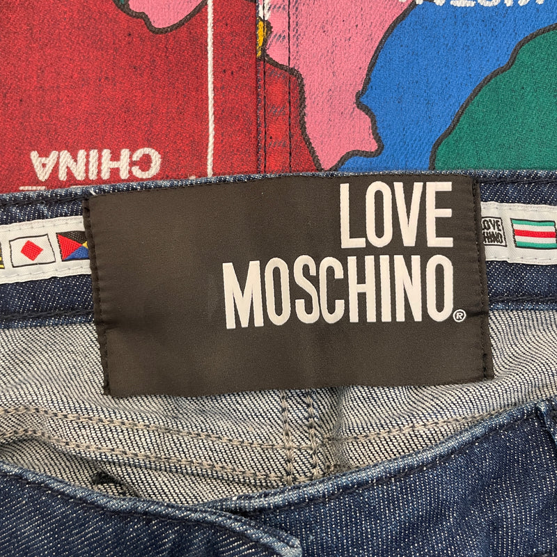 LOVE MOSCHINO/Skirt/8/All Over Print/Denim/IDG/World map