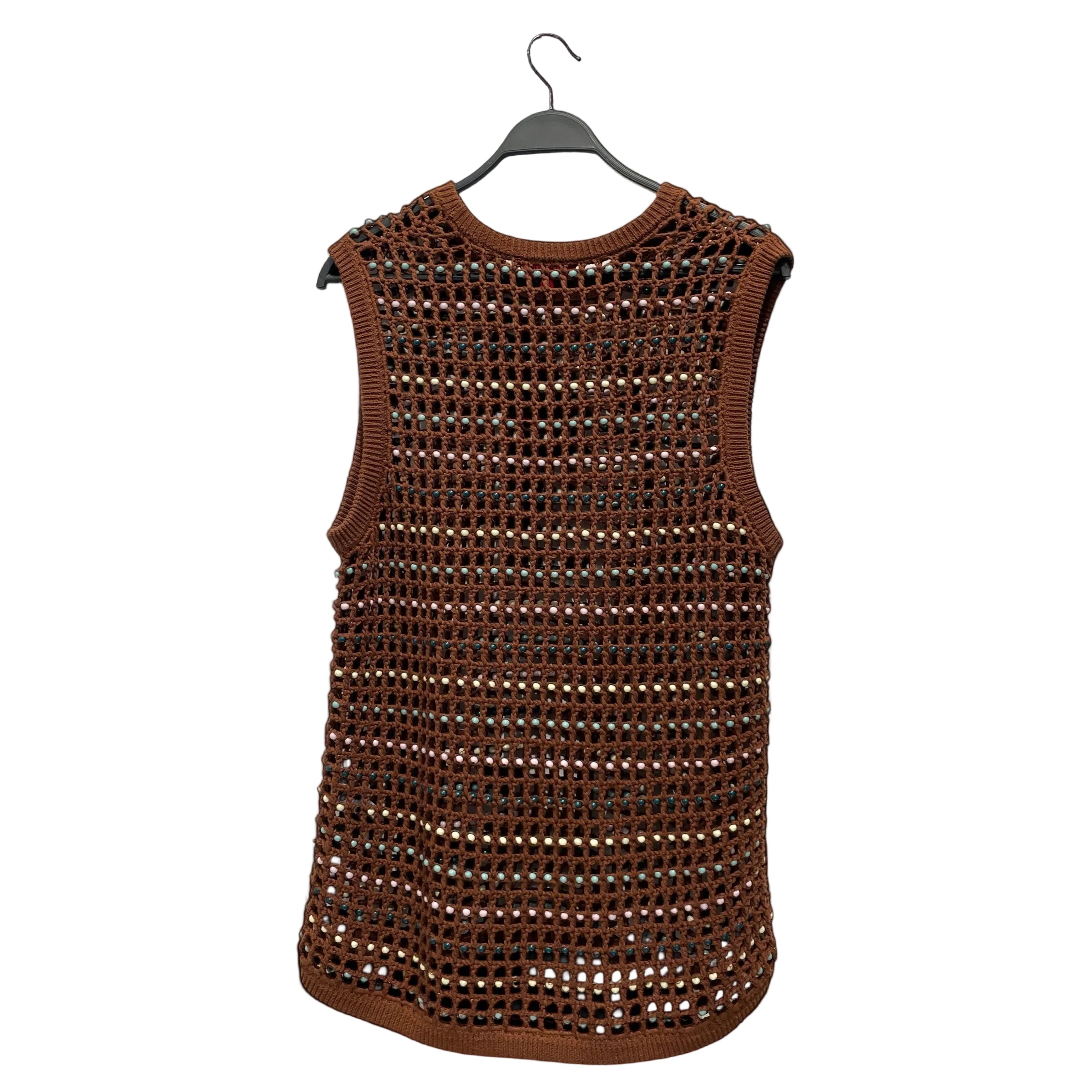 Supreme/Knitted Vest/M/Stripe/Cotton/BRW/BEADED NET SWEATER VEST view 2