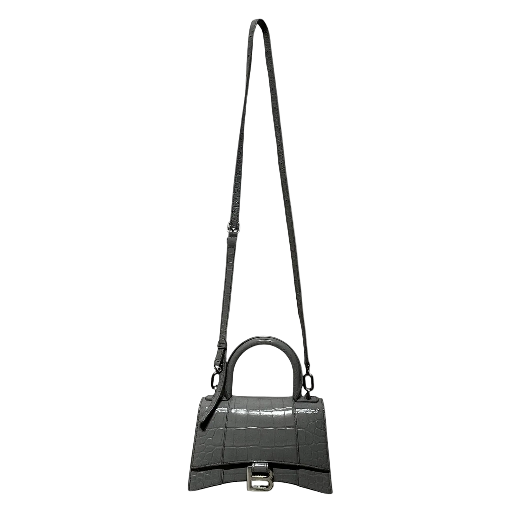 BALENCIAGA/Cross Body Bag/Animal Pattern/Leather/GRY/HOURGLASS MINI CROC view 1