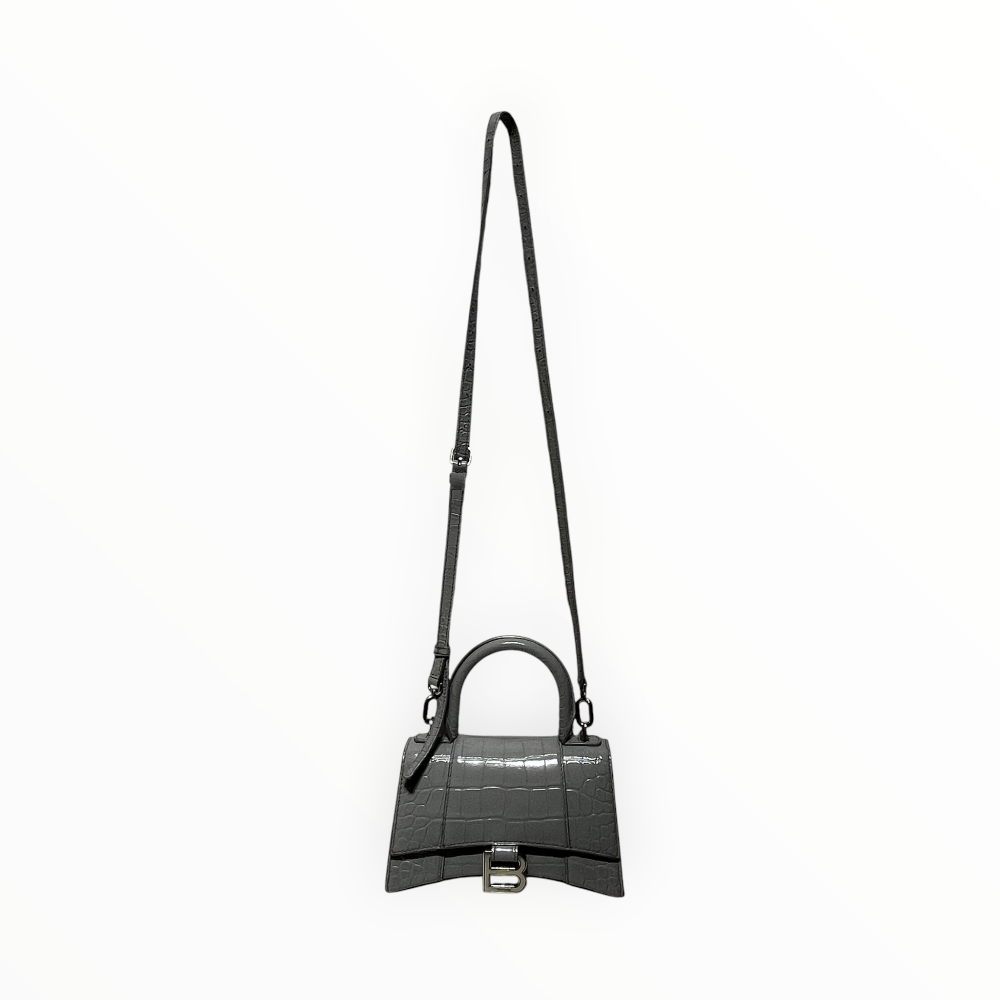 BALENCIAGA/Cross Body Bag/Animal Pattern/Leather/GRY/HOURGLASS MINI CROC view 1
