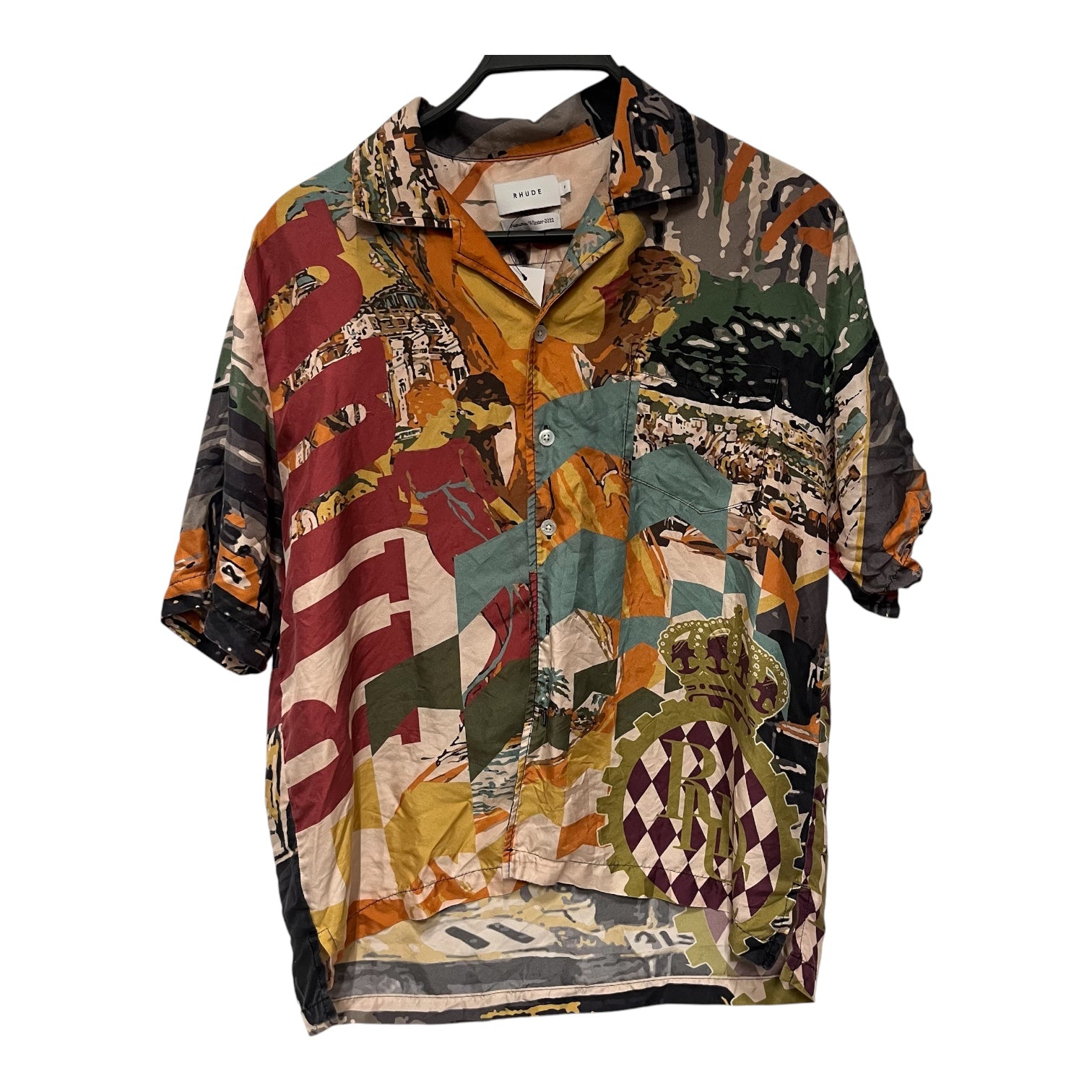 RHUDE/SS Shirt/M/Silk/MLT/All Over Print/racing view 1