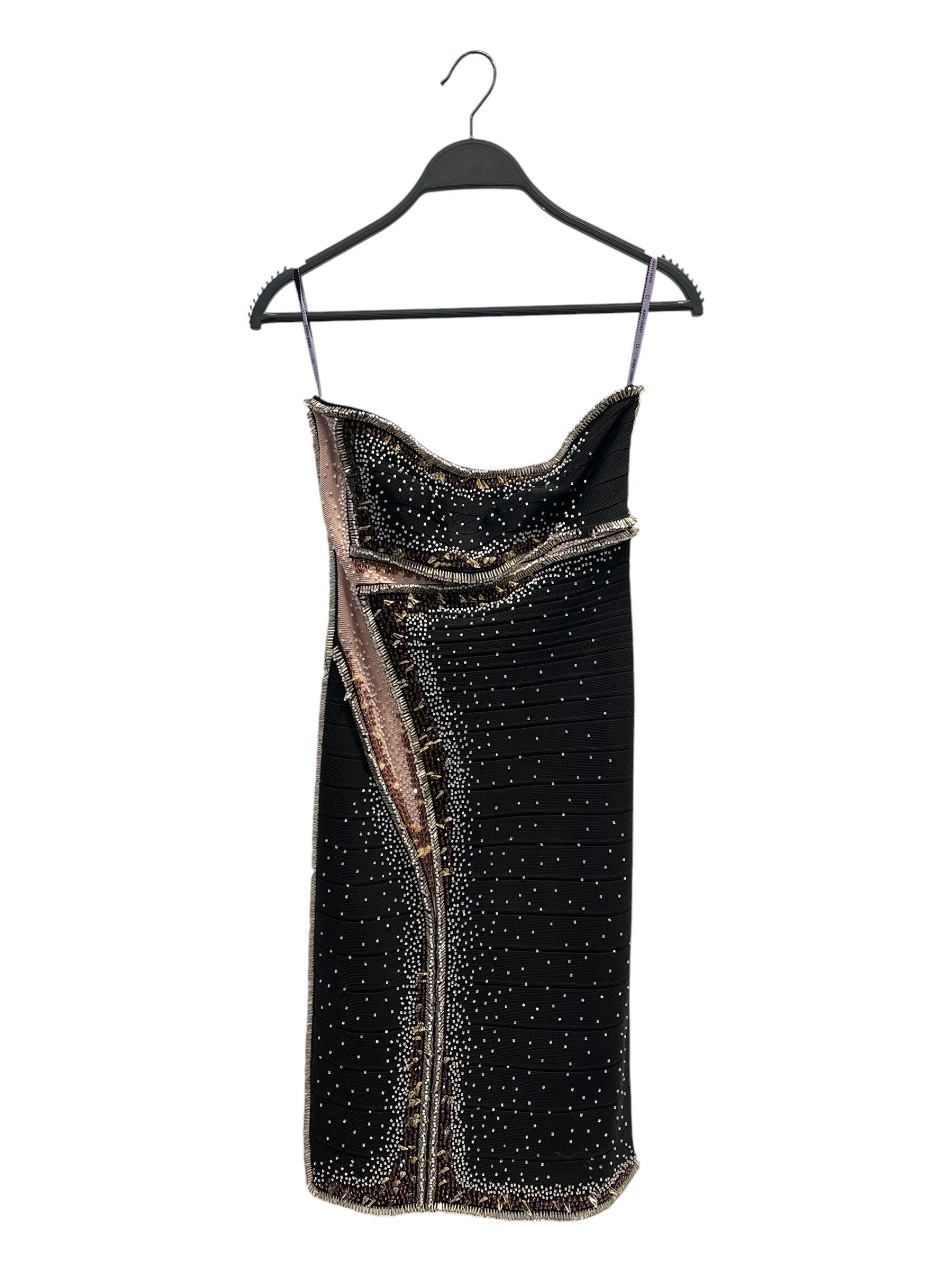 Herve Leger/Camisole Dress/Cotton/BLK/beaded details view 1