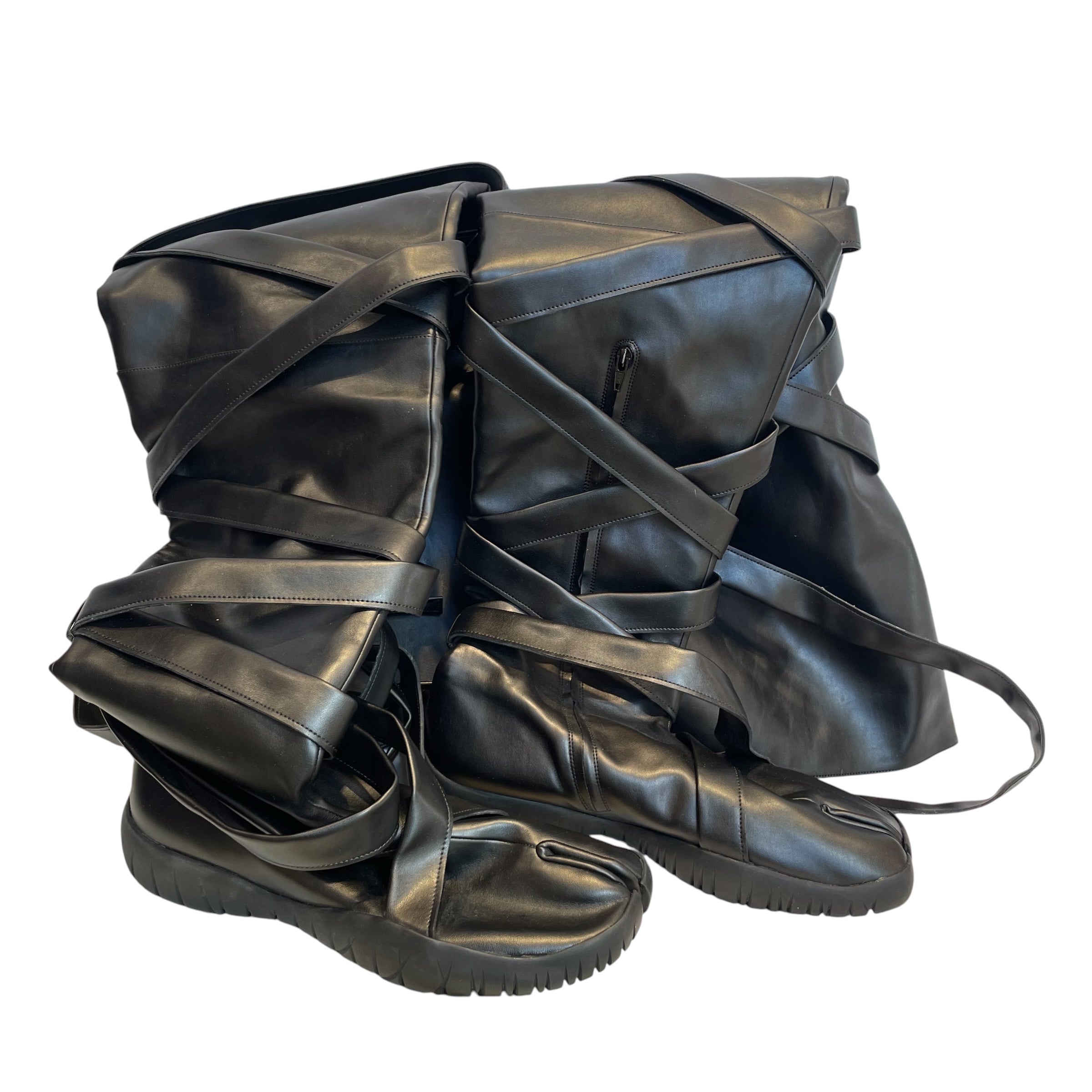 Maison Margiela/Long Boots/EU 40/Leather/BLK/TIES ALL OVR, THIGH HIGH view 1