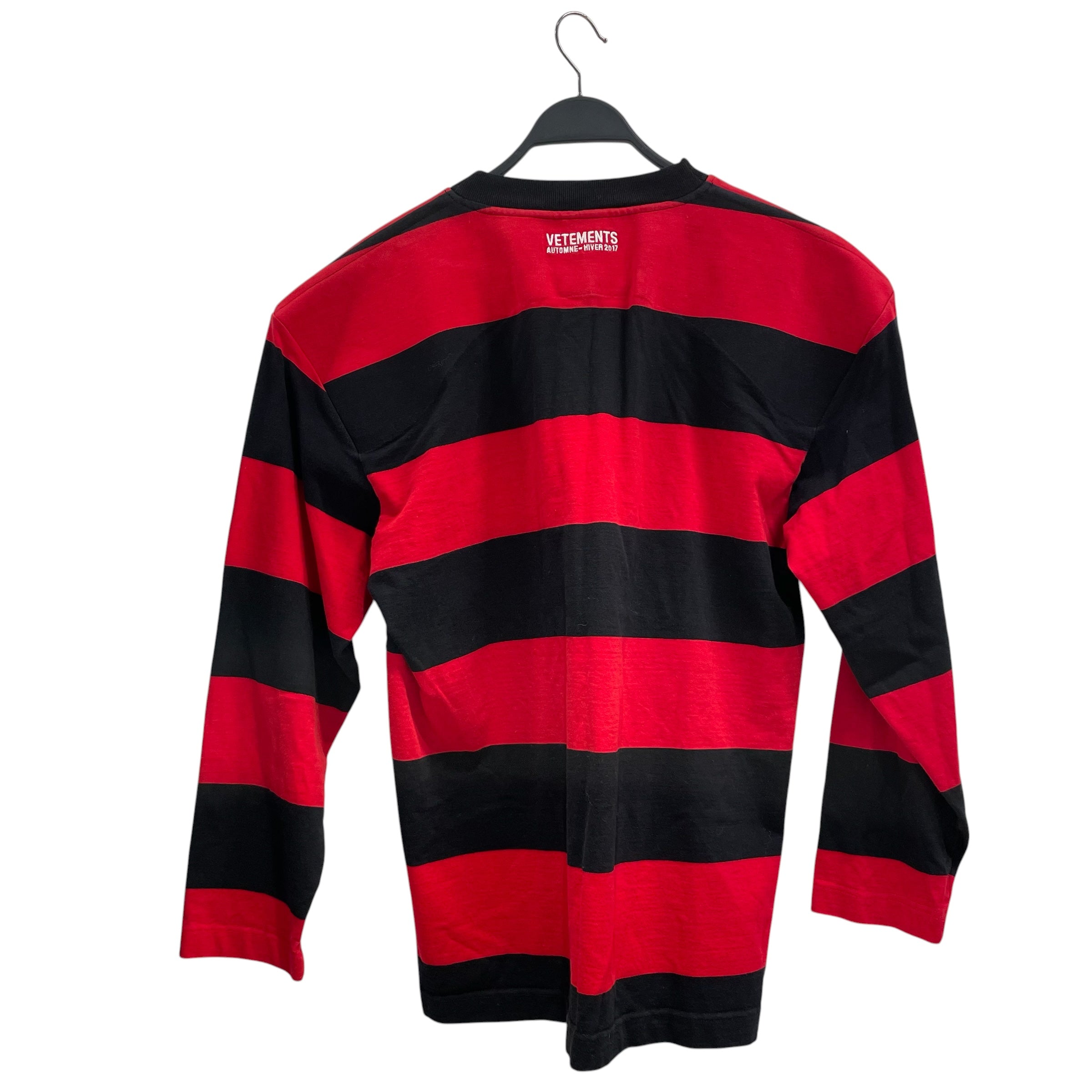 VETEMENTS/LS Cut & Sew/L/Stripe/Cotton/RED/blk&red strips/longsleeve view 2