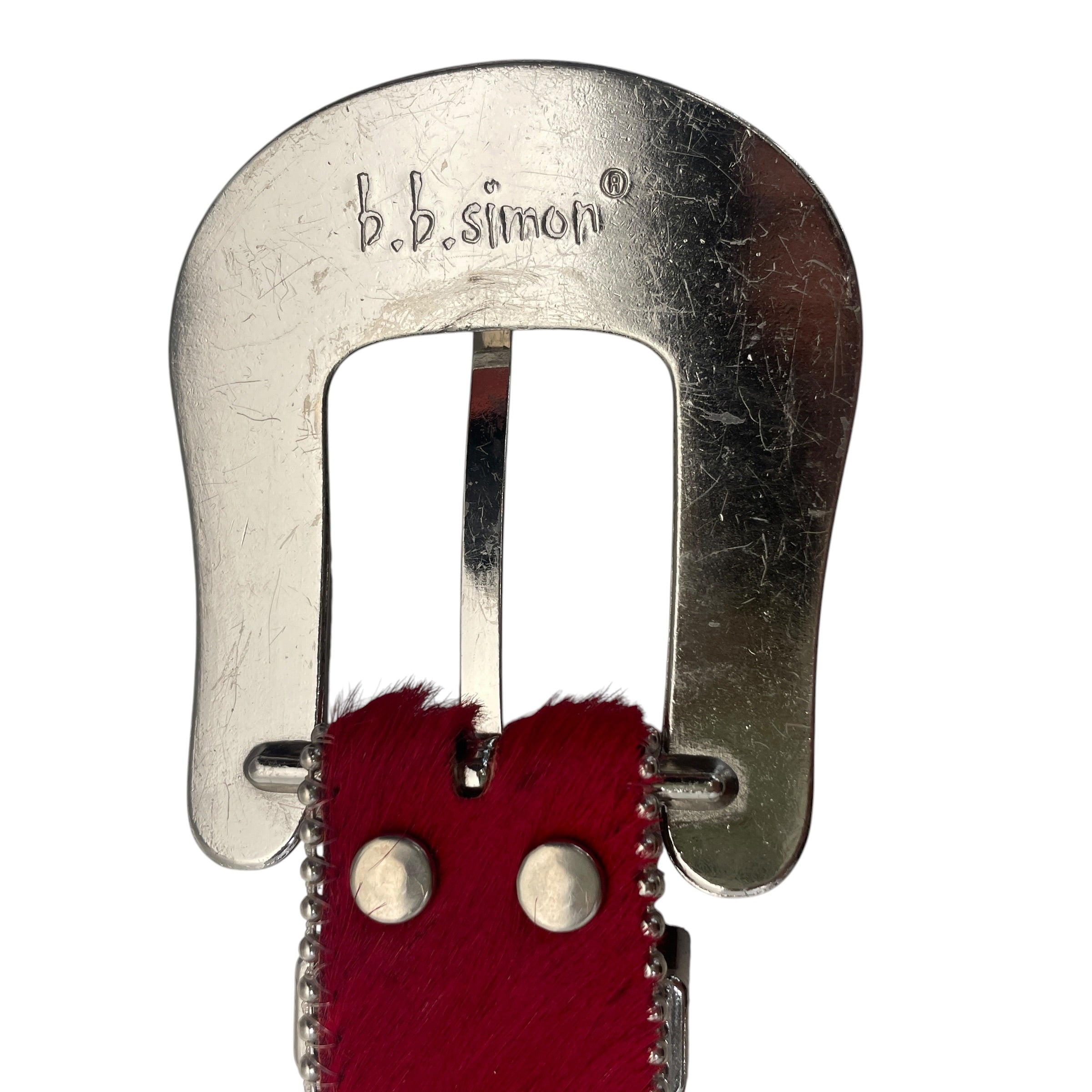b.b.simon/Accessories/Cotton/RED/L's/STUD FUR BELT view 3