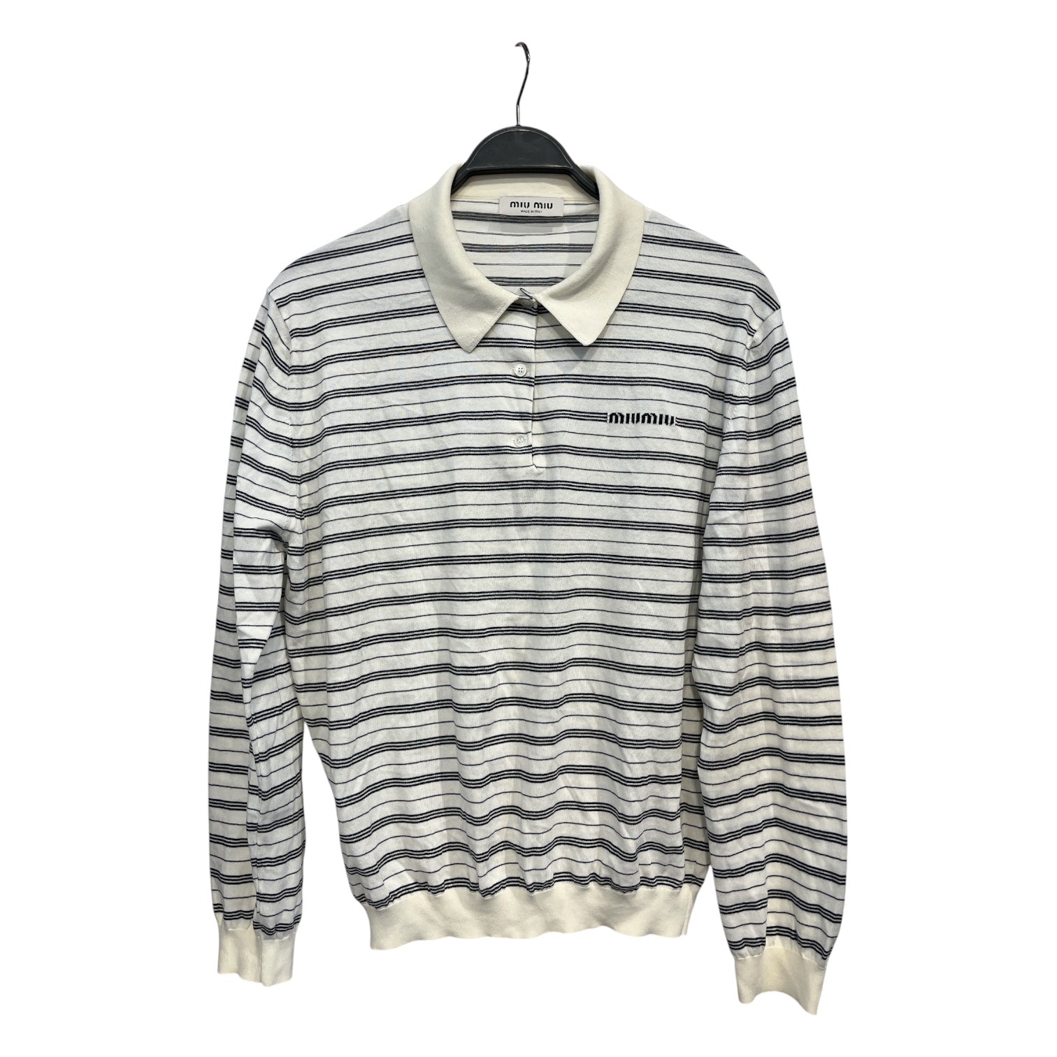 MIU MIU/LS Shirt/L/Cotton/WHT/Stripe/striped ls polo view 1