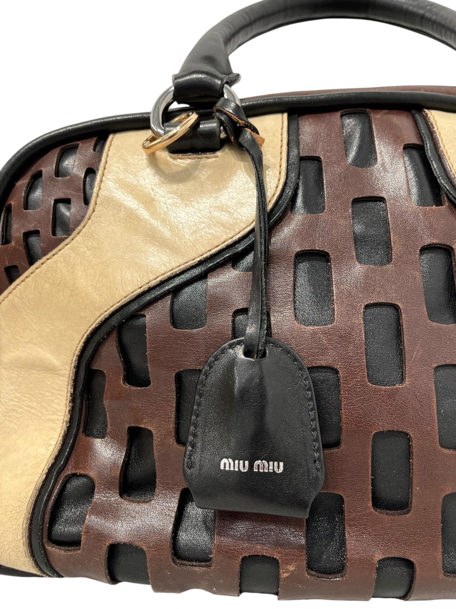MIU MIU/Hand Bag/Border/Leather/BRW/LASER CUT  HANDLE BAG view 8