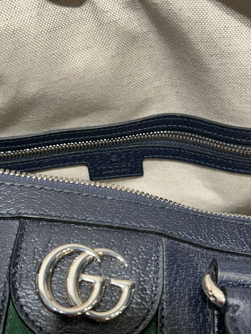 GUCCI/Luggage/Leather/NVY/SAVOY WEB DUFFLE / SLV GG