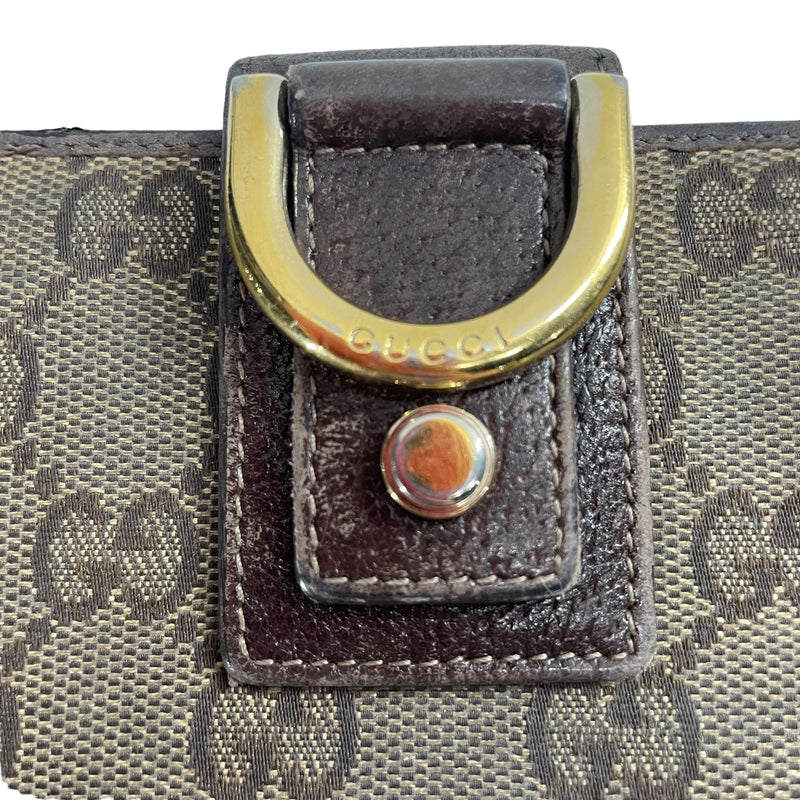 GUCCI/Long Wallet/Monogram/Leather/BRW/CANVAS/GLD BCKLE/LTHER INSIDE