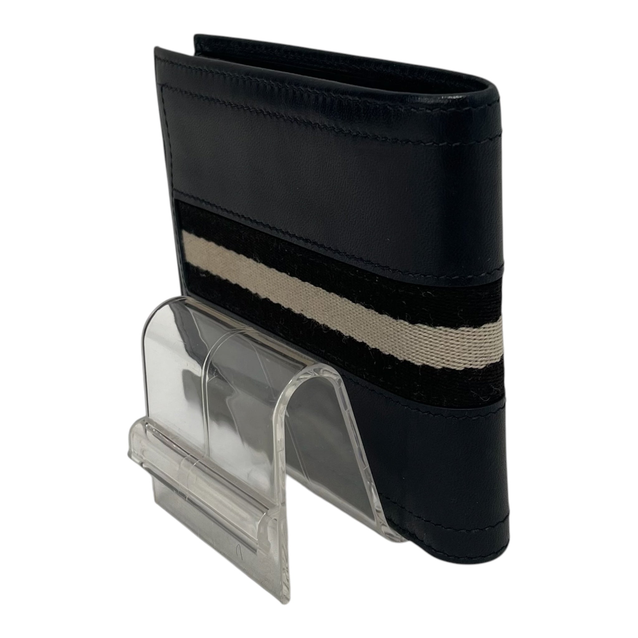 BALLY/Bifold Wallet/Stripe/Leather/NVY/M's/White black stripe view 2