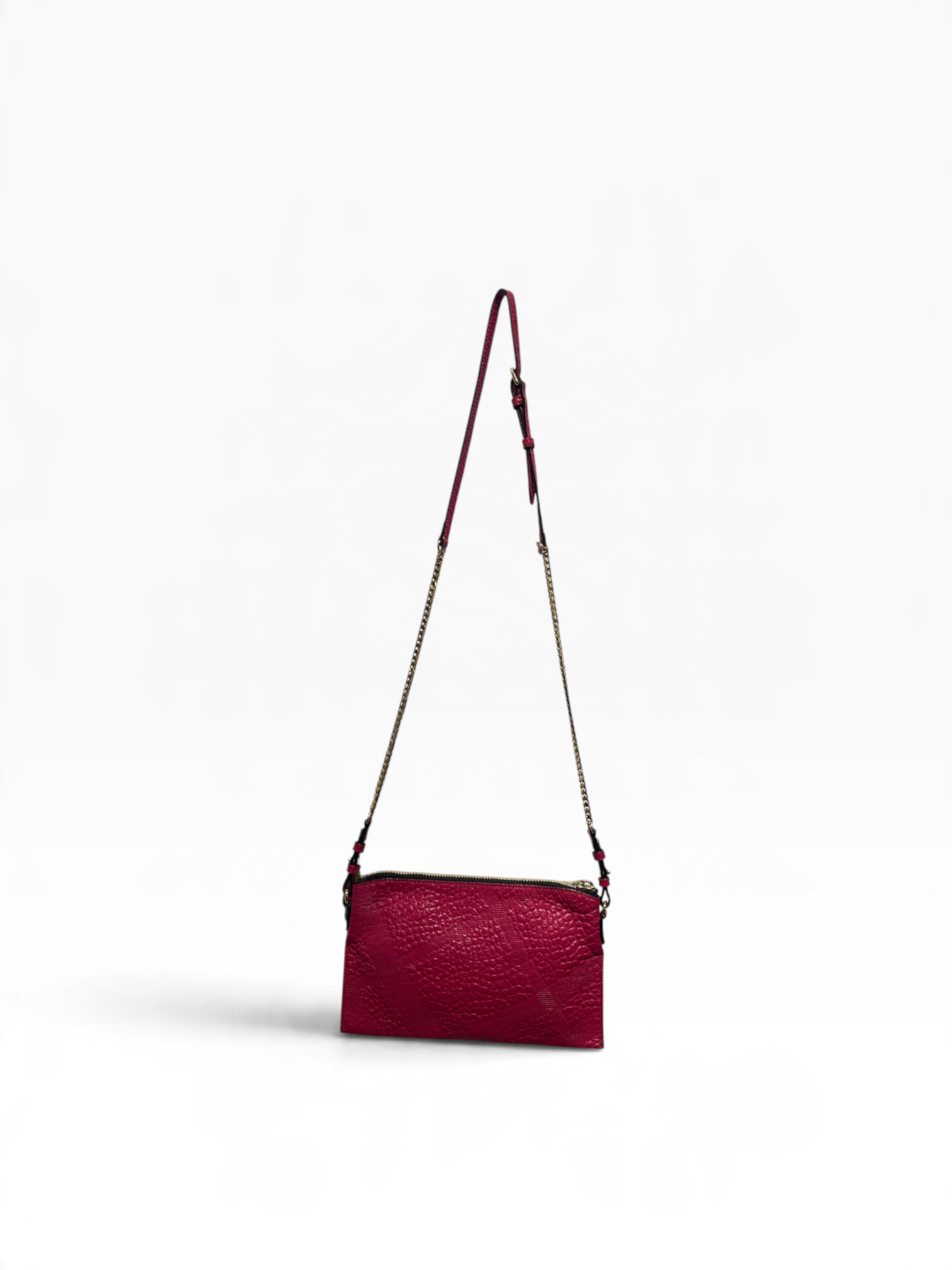 BURBERRY/Pouch/Leather/RED/embossed leather crossbody view 2