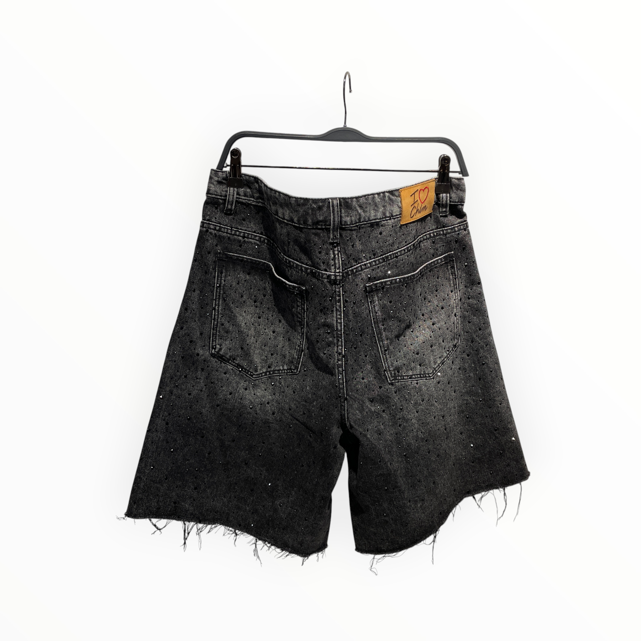 HMDD(Happy Memories Don't Die)/Shorts/L/Denim/BLK/All Over Print/i love chim rhinestones view 2