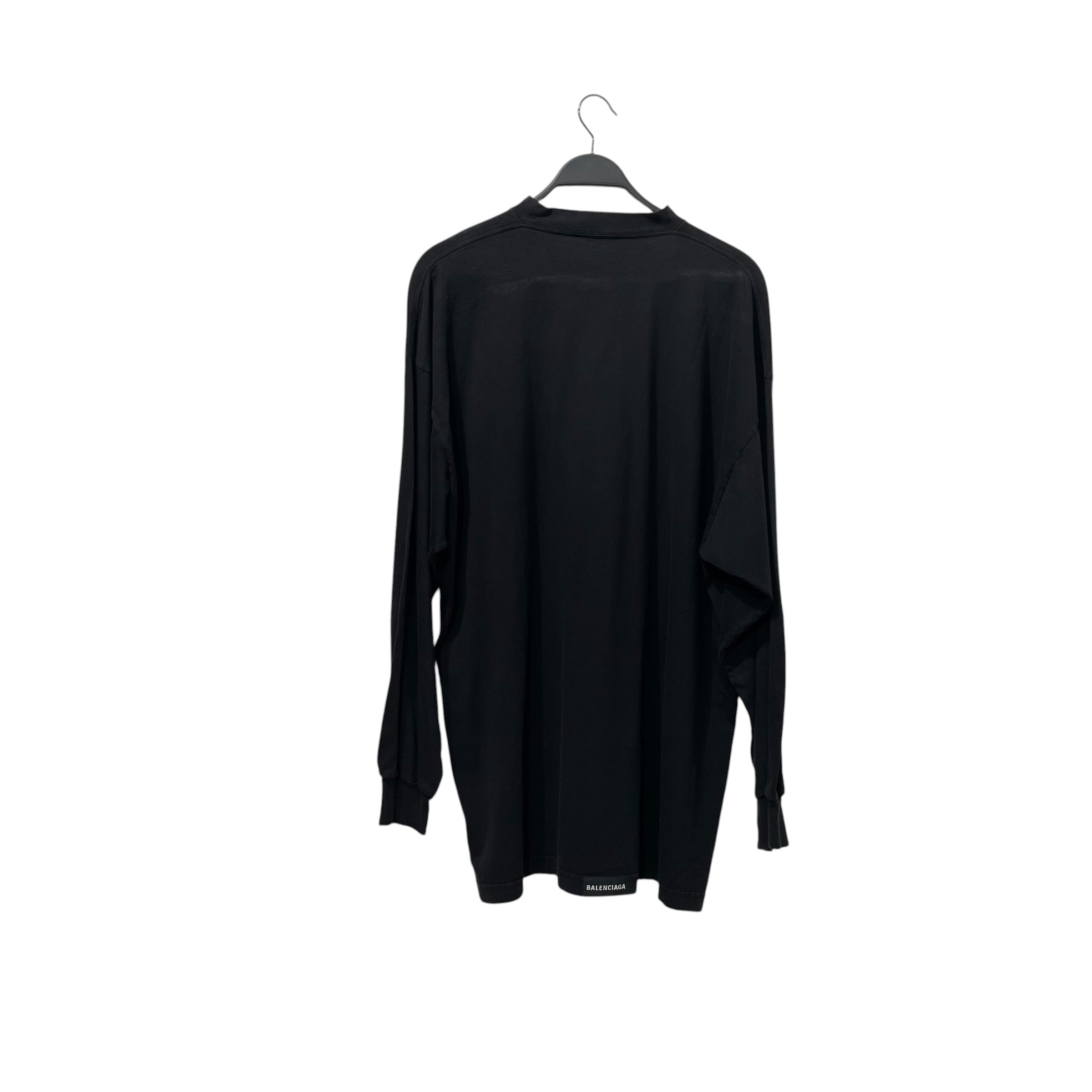 BALENCIAGA/LS T-Shirt/4/Cotton/BLK/blank logo on bottom back view 2