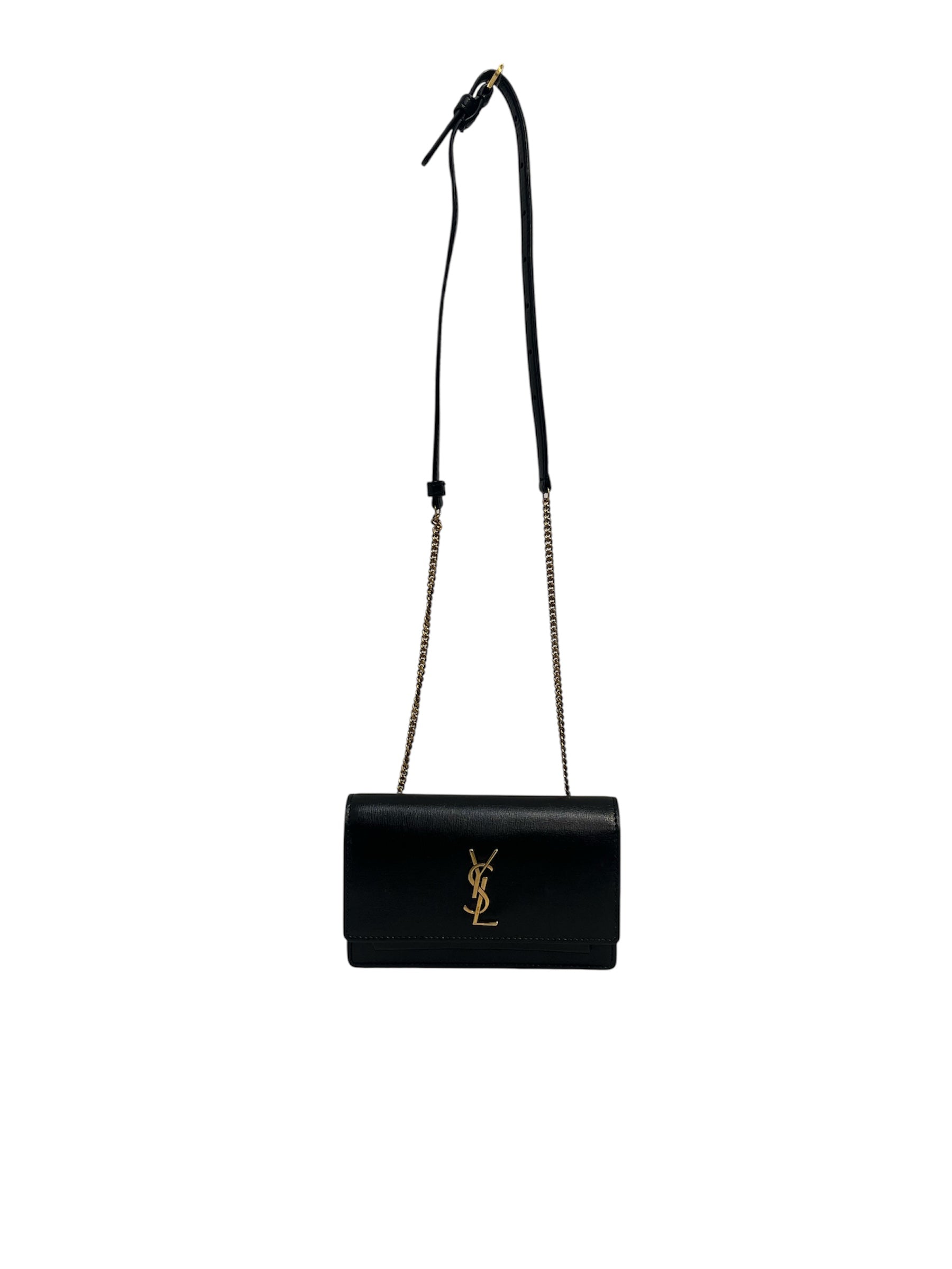 YVES SAINT LAURENT/Bag/Leather/BLK/WALLET ON CHAIN-GLD HRDWR view 1