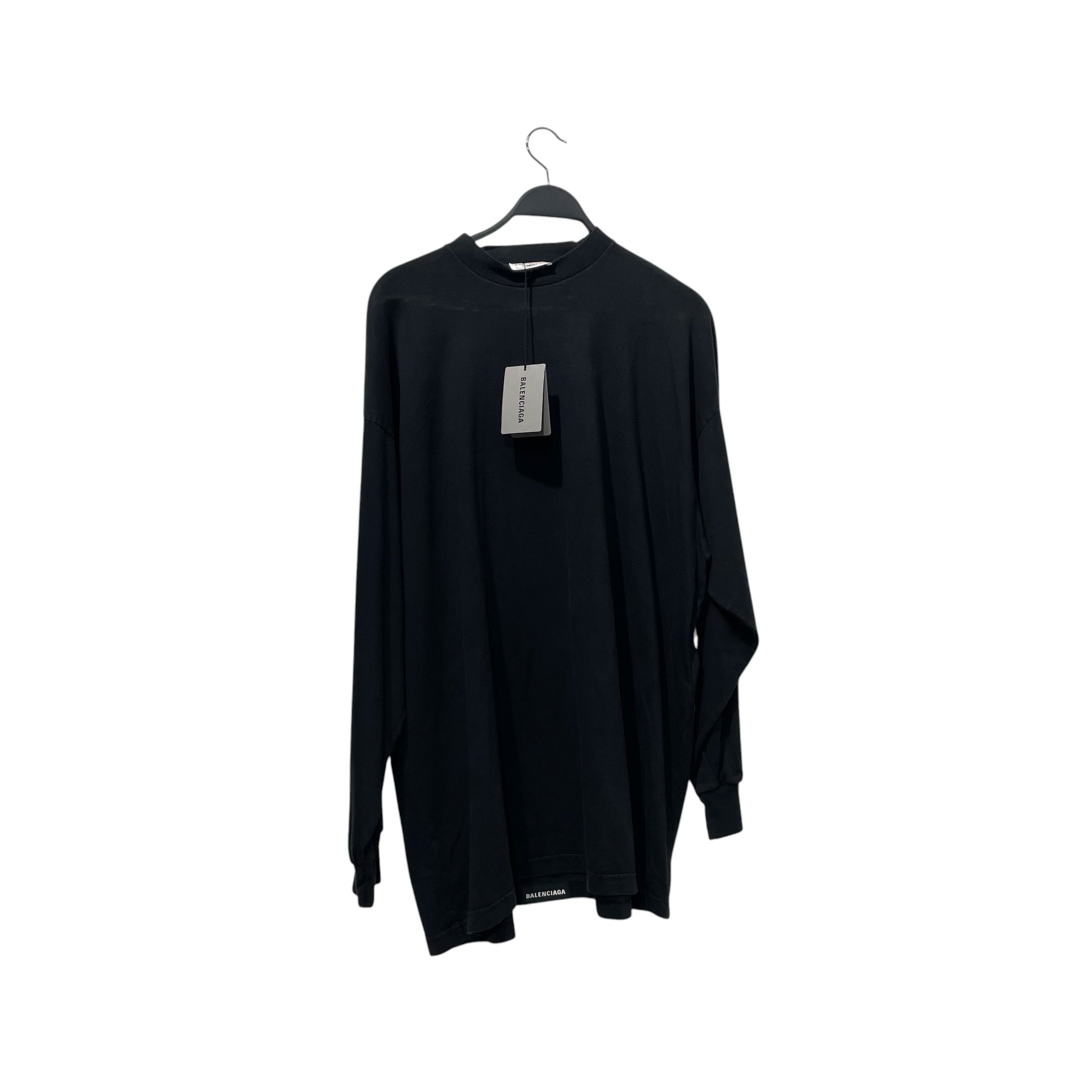 BALENCIAGA/LS T-Shirt/4/Cotton/BLK/blank logo on bottom back view 1