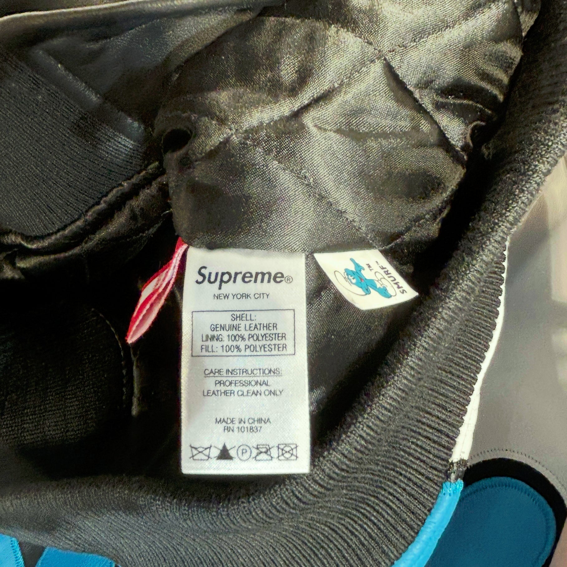 Supreme/THE SMURFS/Leather Jkt/L/Leather/MLT/Graphic/smurf back print view 4