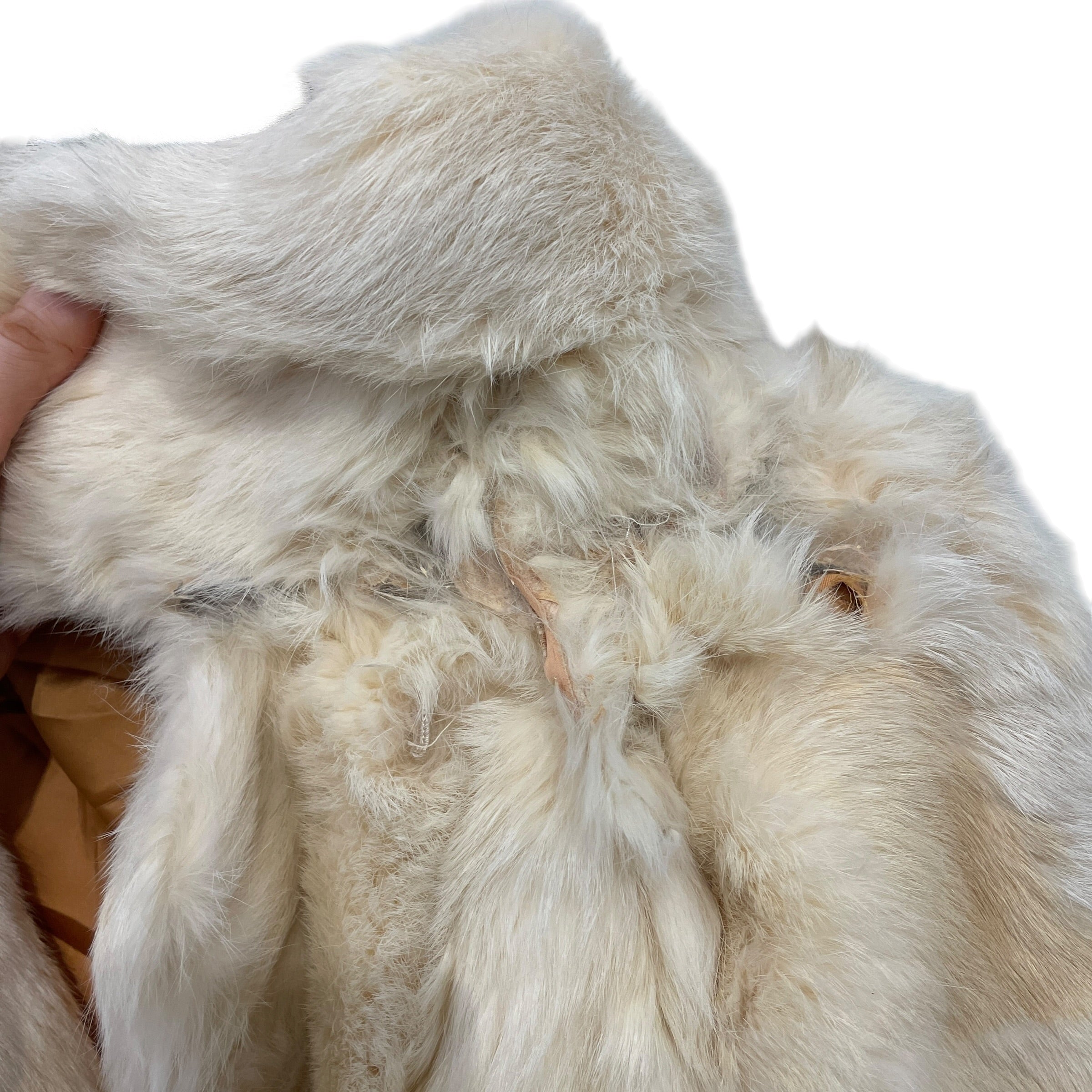 Vintage/Coat/Fur/IVR/Rabbit Fur Coat, Leather Belt view 3