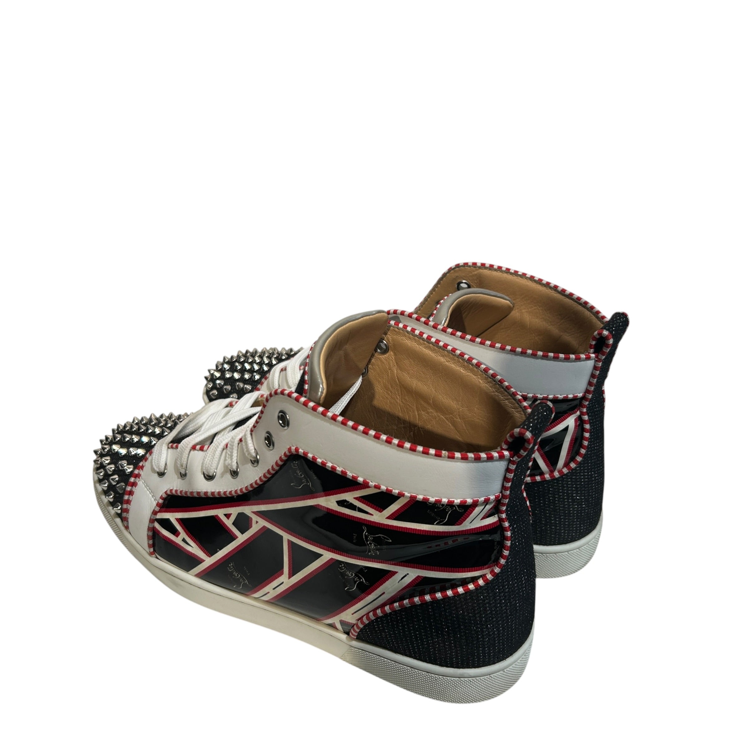 Christian Louboutin/Hi-Sneakers/US 13/All Over Print/Leather/BLK/Spiked High Sneakers Orlato view 2