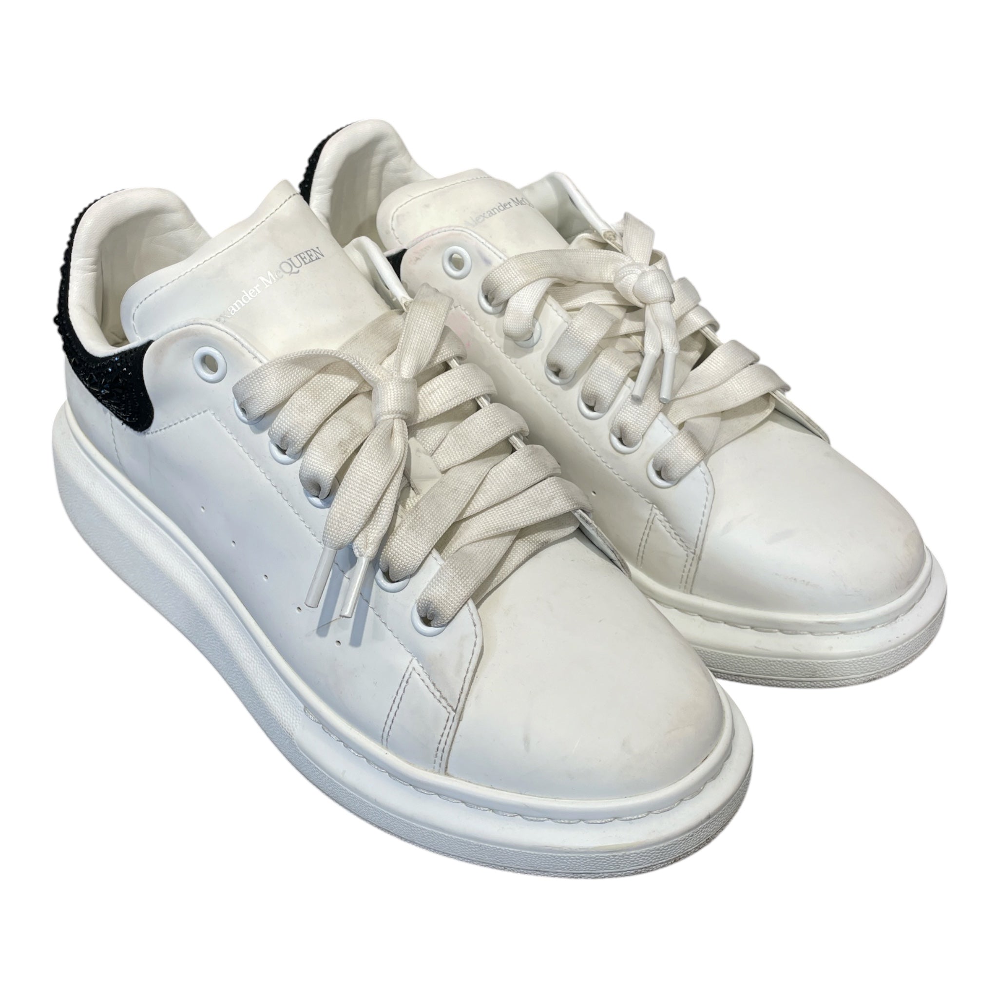 Alexander McQueen/Low-Sneakers/EU 46/Leather/WHT/RHINESTONE ACK BLK view 1