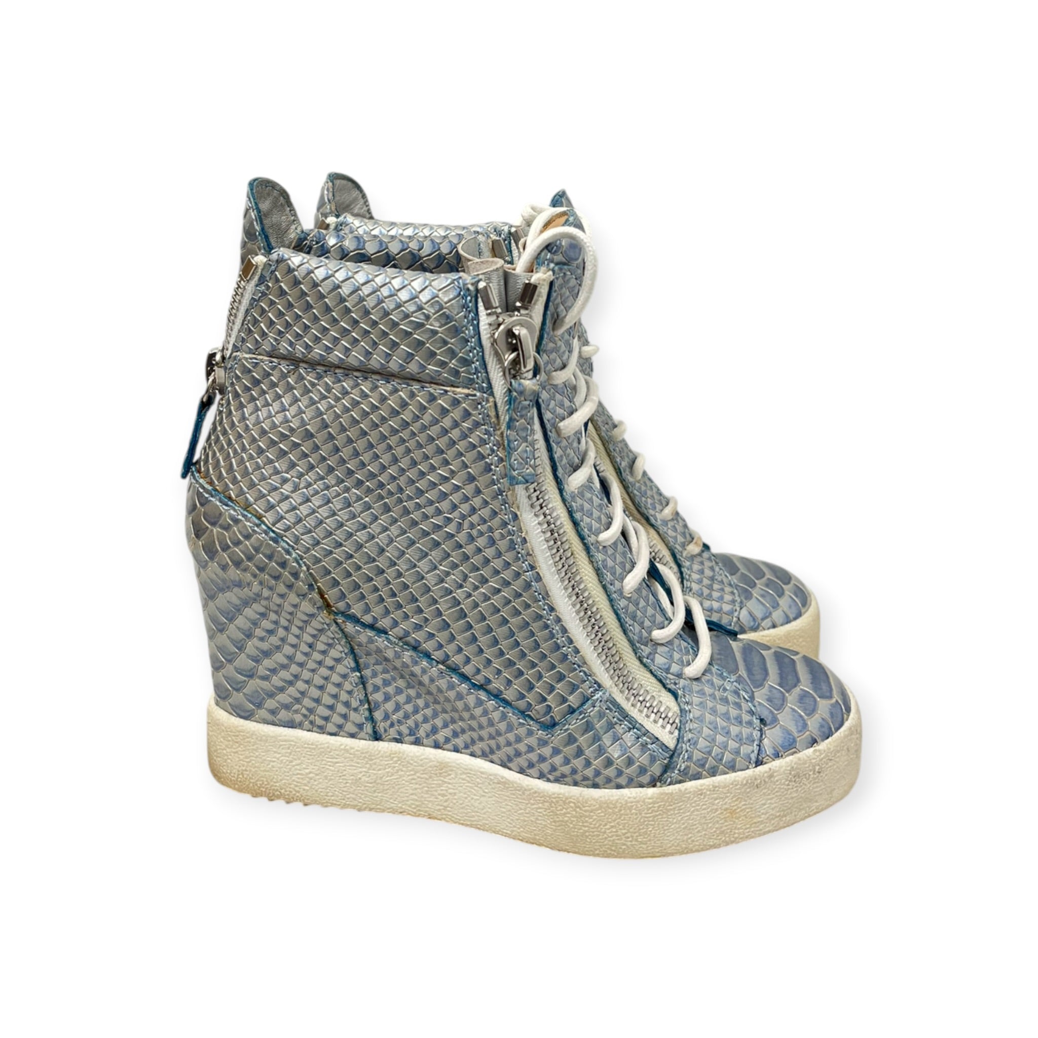 Giuseppe Zanotti/Heels/EU 36.5/Leather/BLU/PYTHON WEDGE SNEAKER ZIPPER view 6