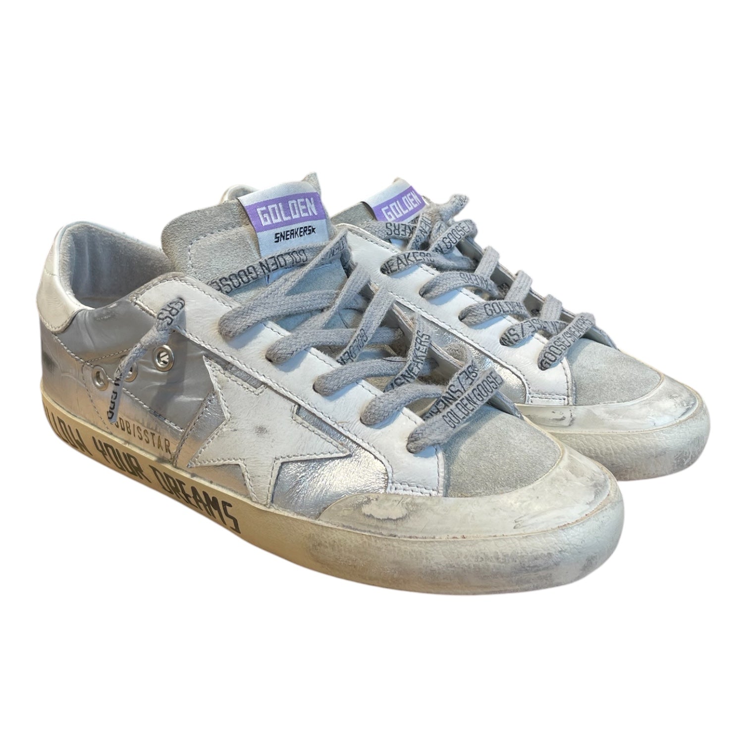 GOLDEN GOOSE/Low-Sneakers/EU 36/Leather/WHT/WHT AND SILVER view 1