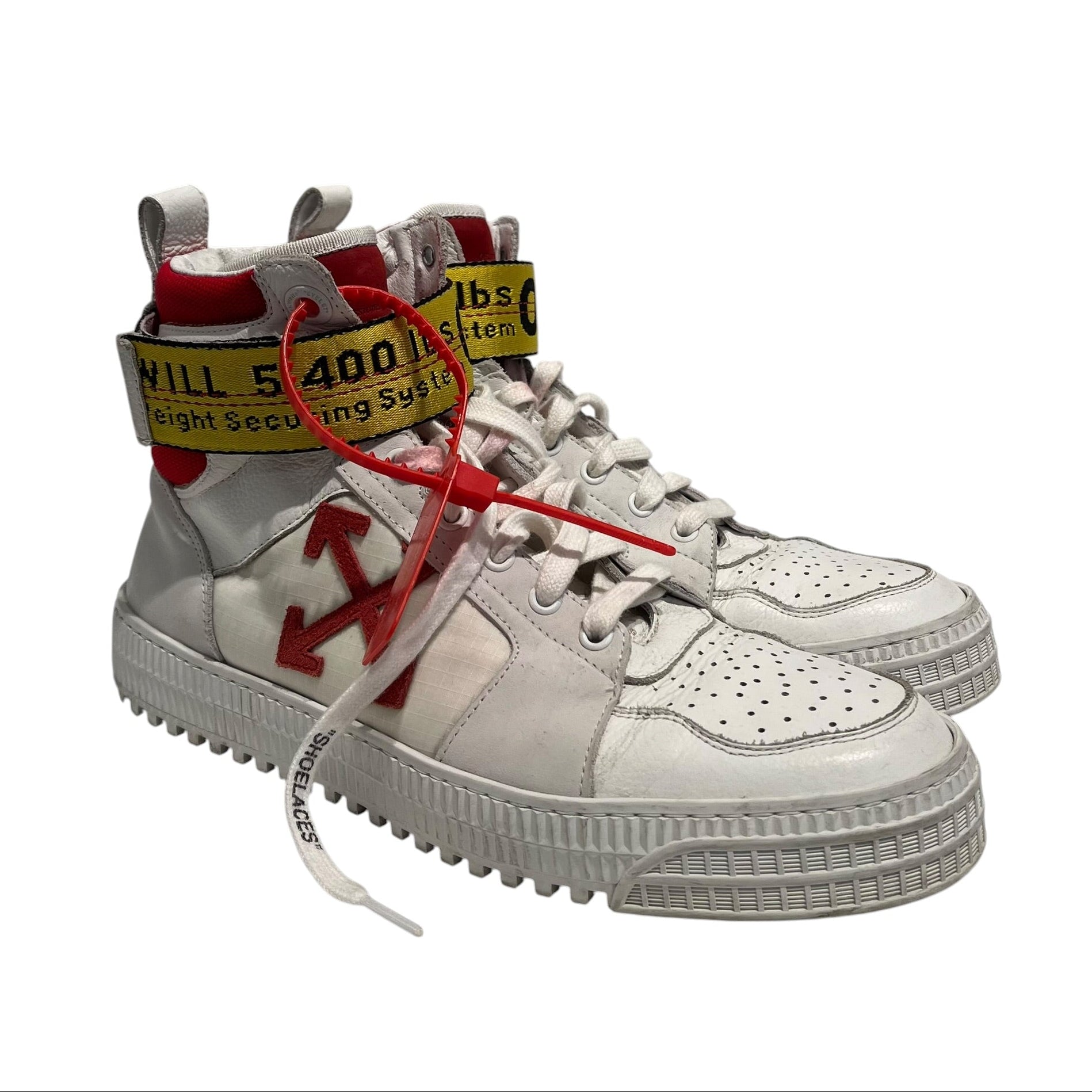 OFF-WHITE/Hi-Sneakers/US 9/Leather/WHT/RED CROSSES OTS view 1