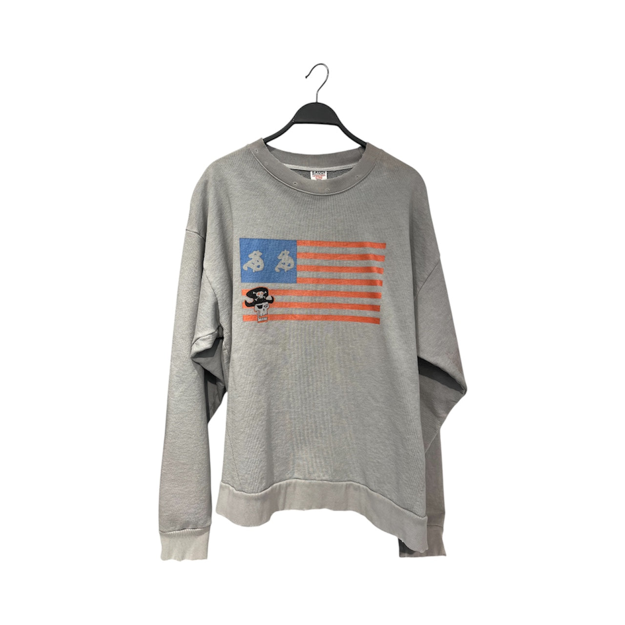 TWOSEVENUNIVERSITY/Sweatshirt/S/Graphic/Cotton/GRY/AMERICAN FLAG PIRATE view 1