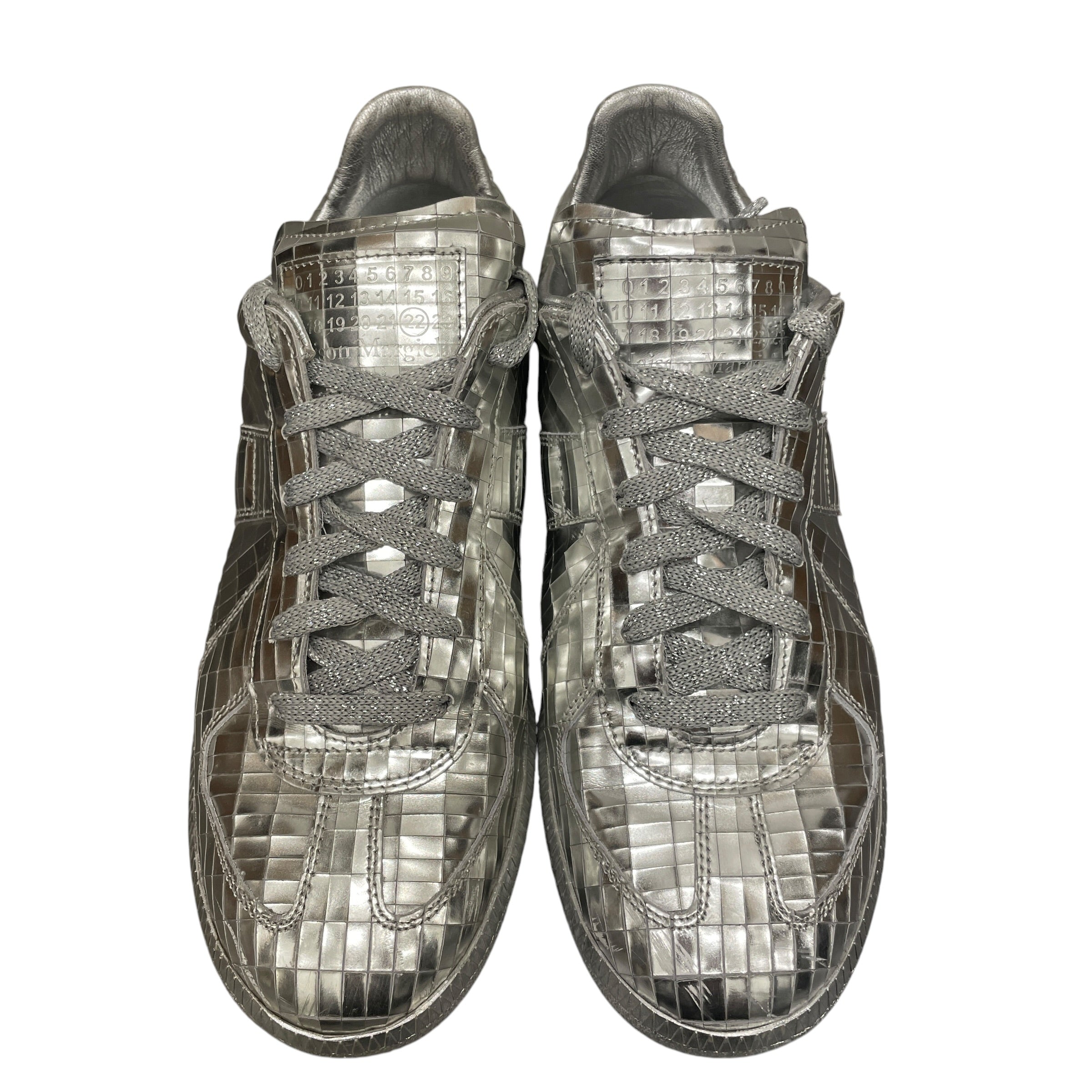 Maison Margiela/Low-Sneakers/EU 39/Leather/SLV/disco ball gat view 5