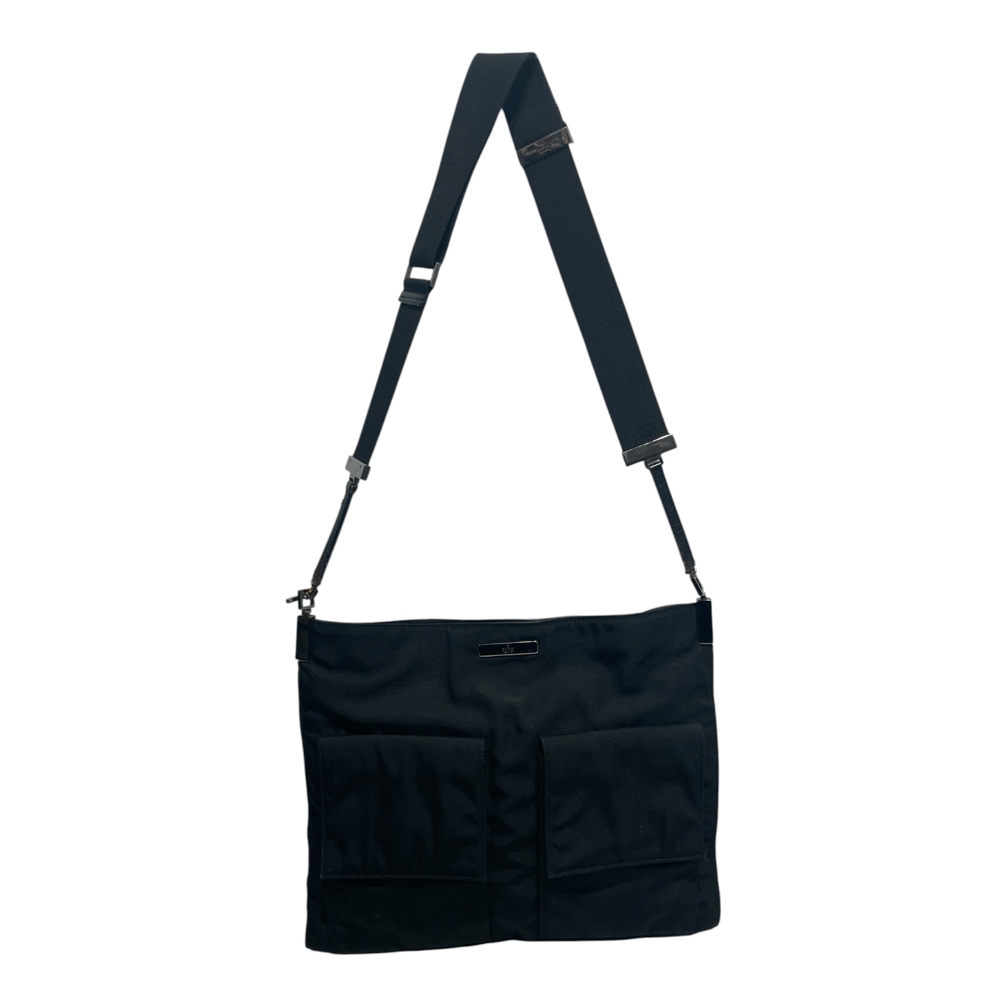 GUCCI/Cross Body Bag/Nylon/BLK/FRONT POCKET SHOULDER TOTE view 1