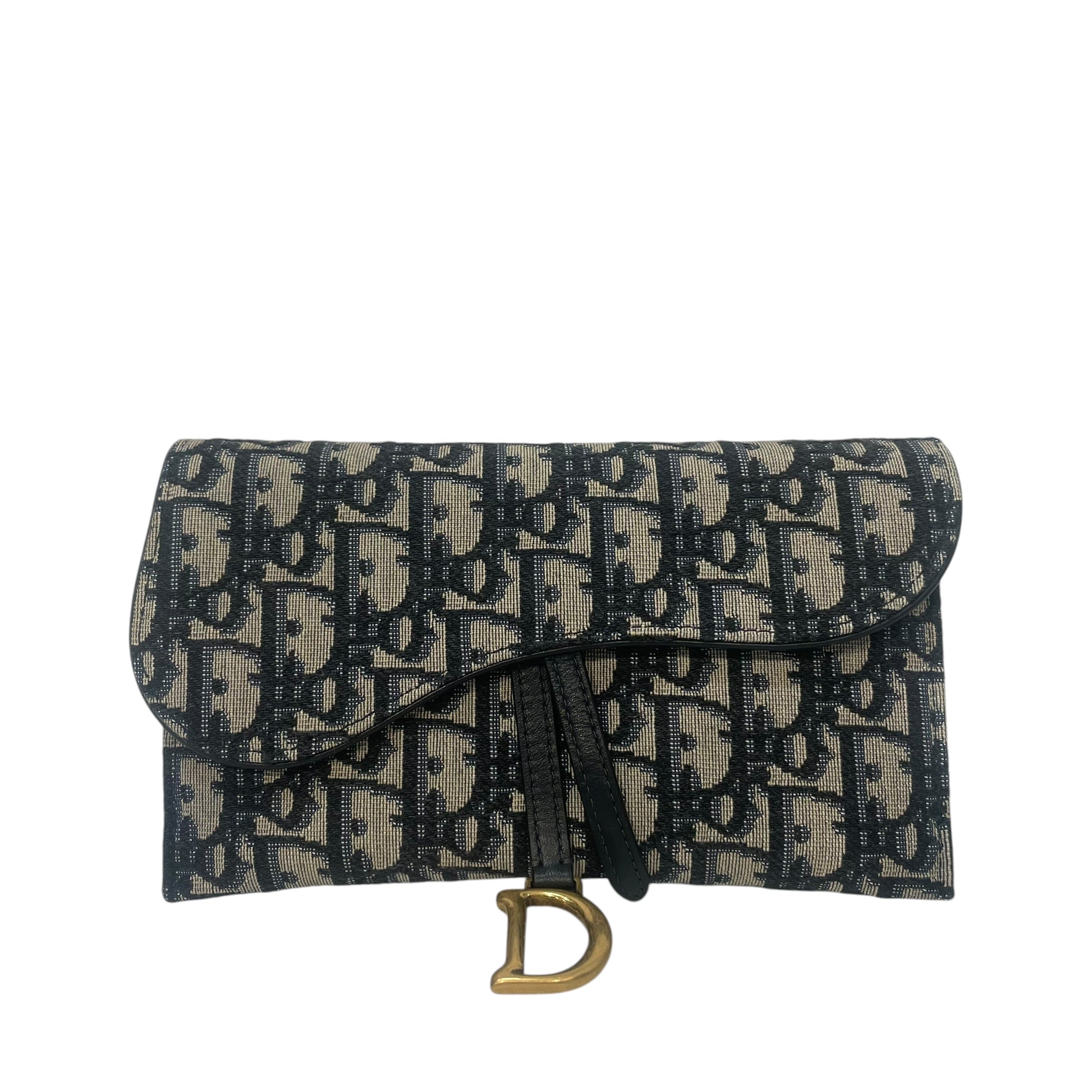 Christian Dior/Pouch/Monogram/Cotton/BLU/oblique jacquard wallet view 1